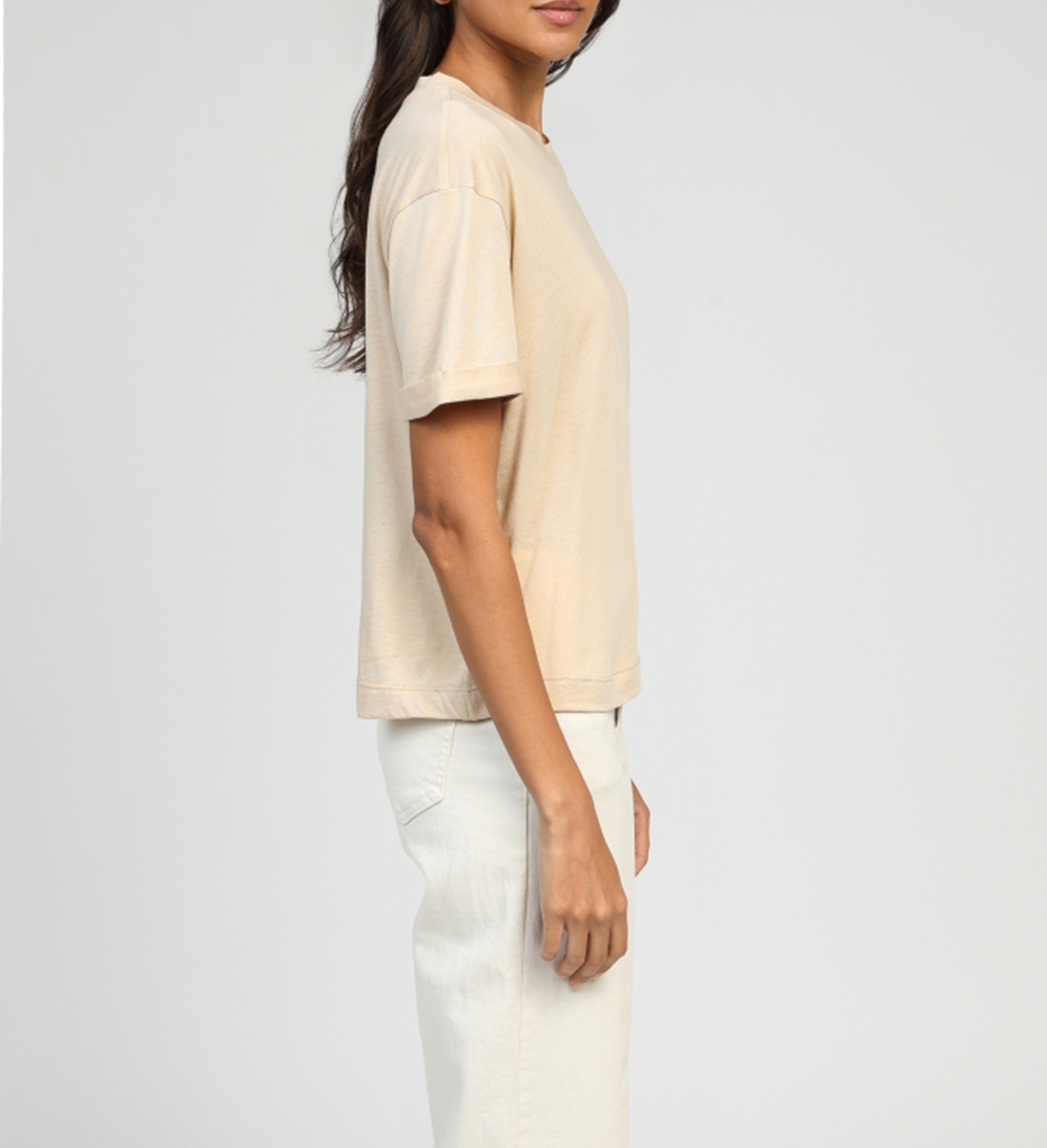 Tee-shirt oversize en coton mélangé AN'GE Beige