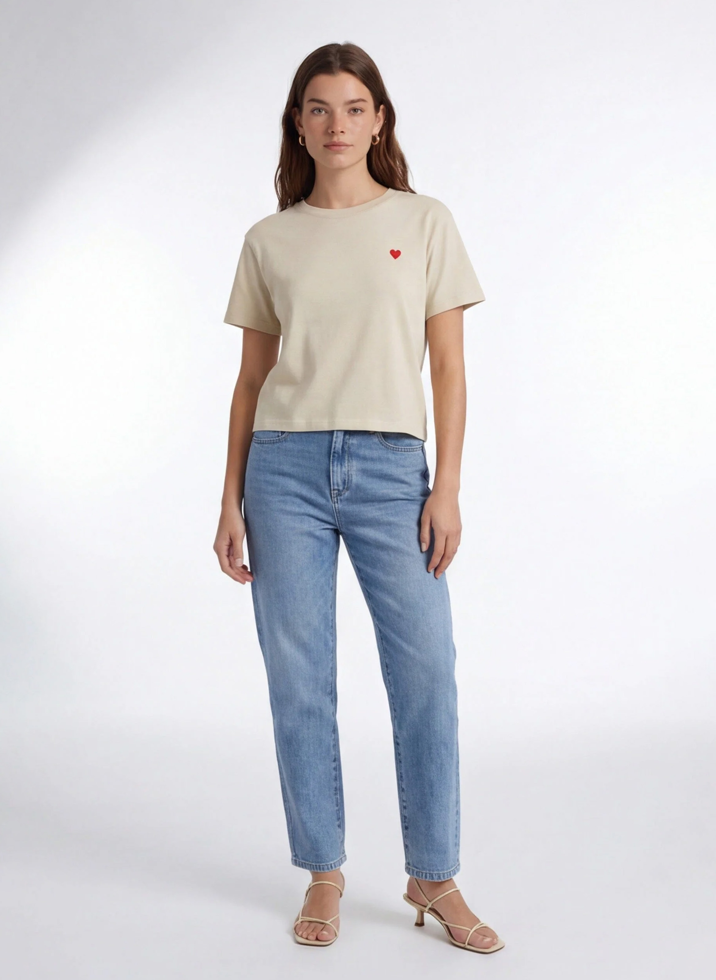 Tee-shirt col rond en coton KOOKAI Beige