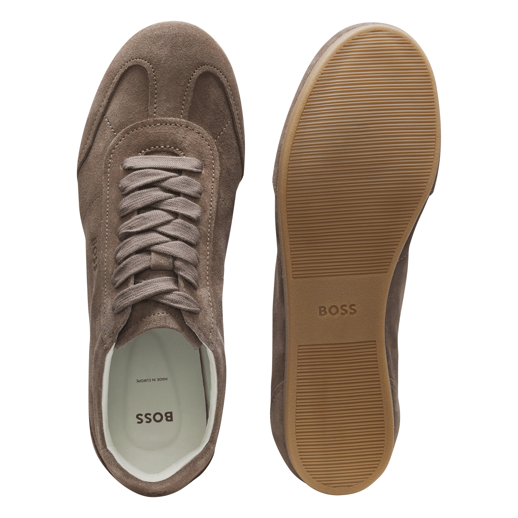 Baskets basses en cuir suède BOSS Brown