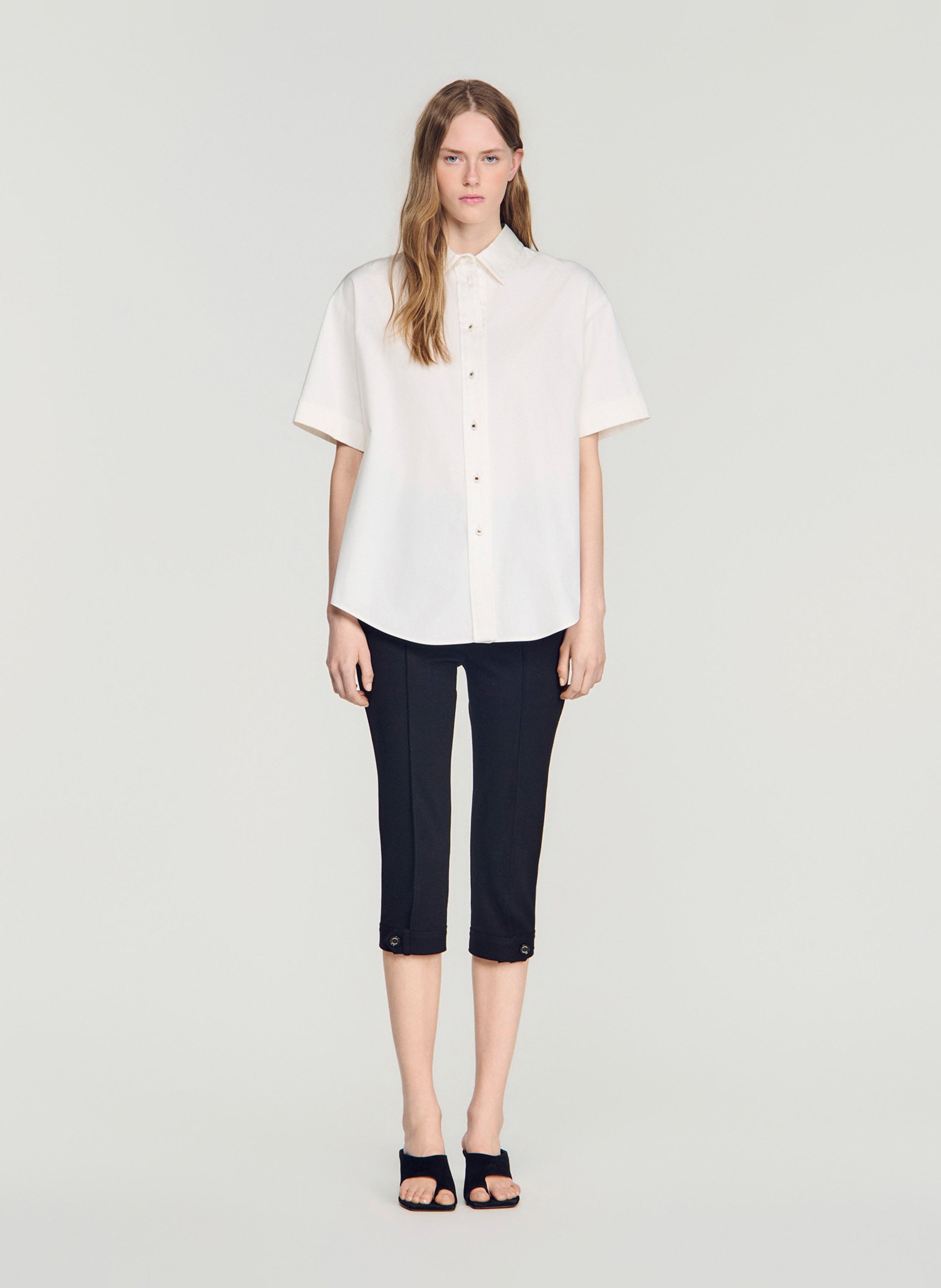 Ruimvallende blouse met klassieke kraag SANDRO Beige