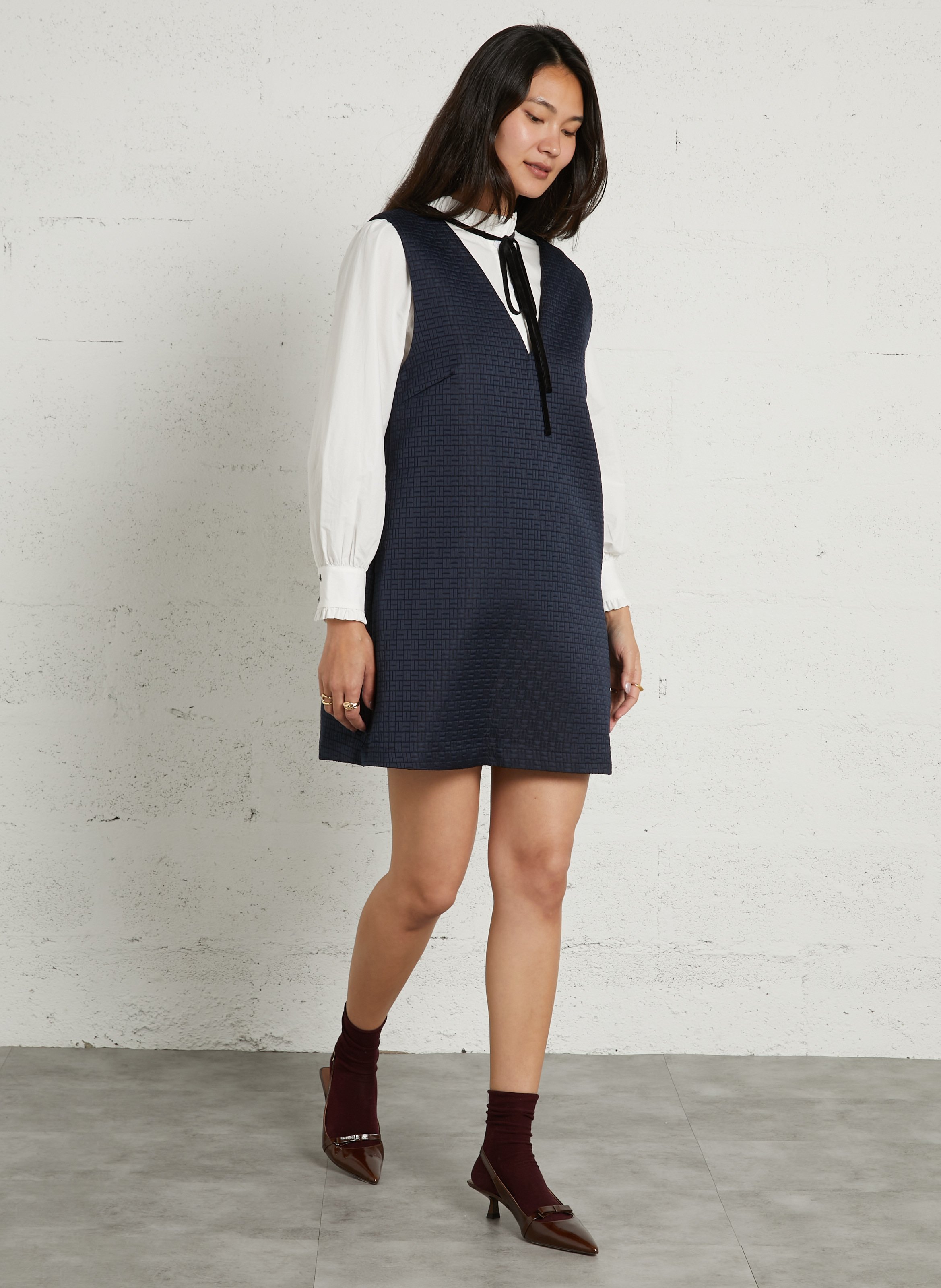 Korte jurk met V-hals SUNCOO Blue