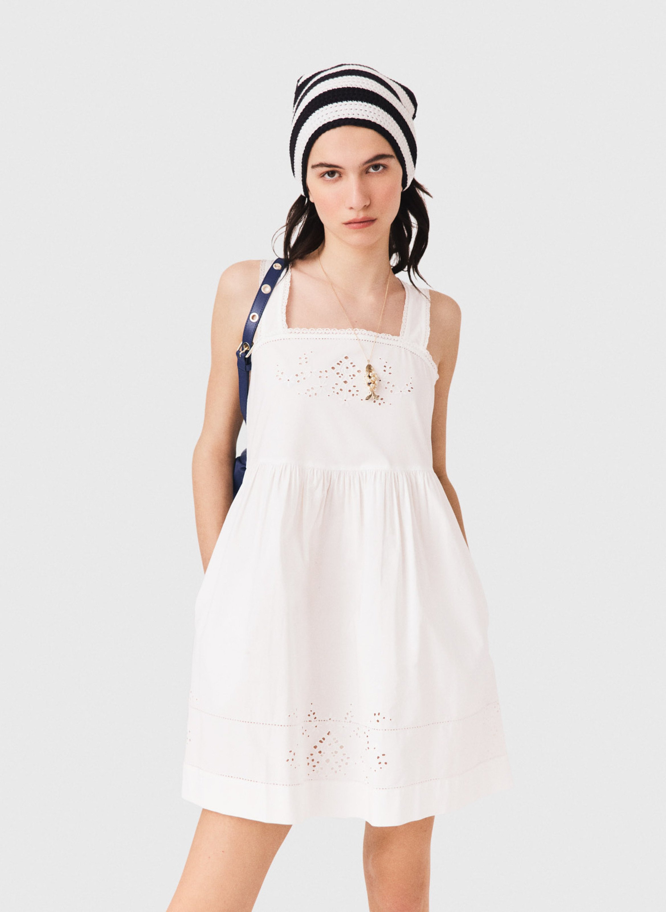 Robe courte en coton MAJE Blanc