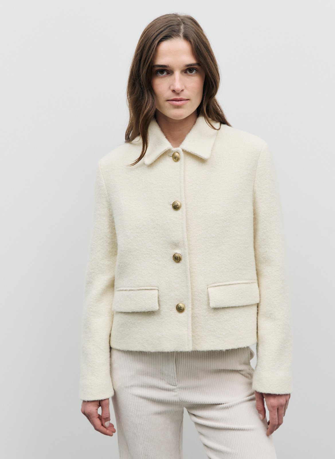 Veste droite col classique en maille GERARD DAREL Beige