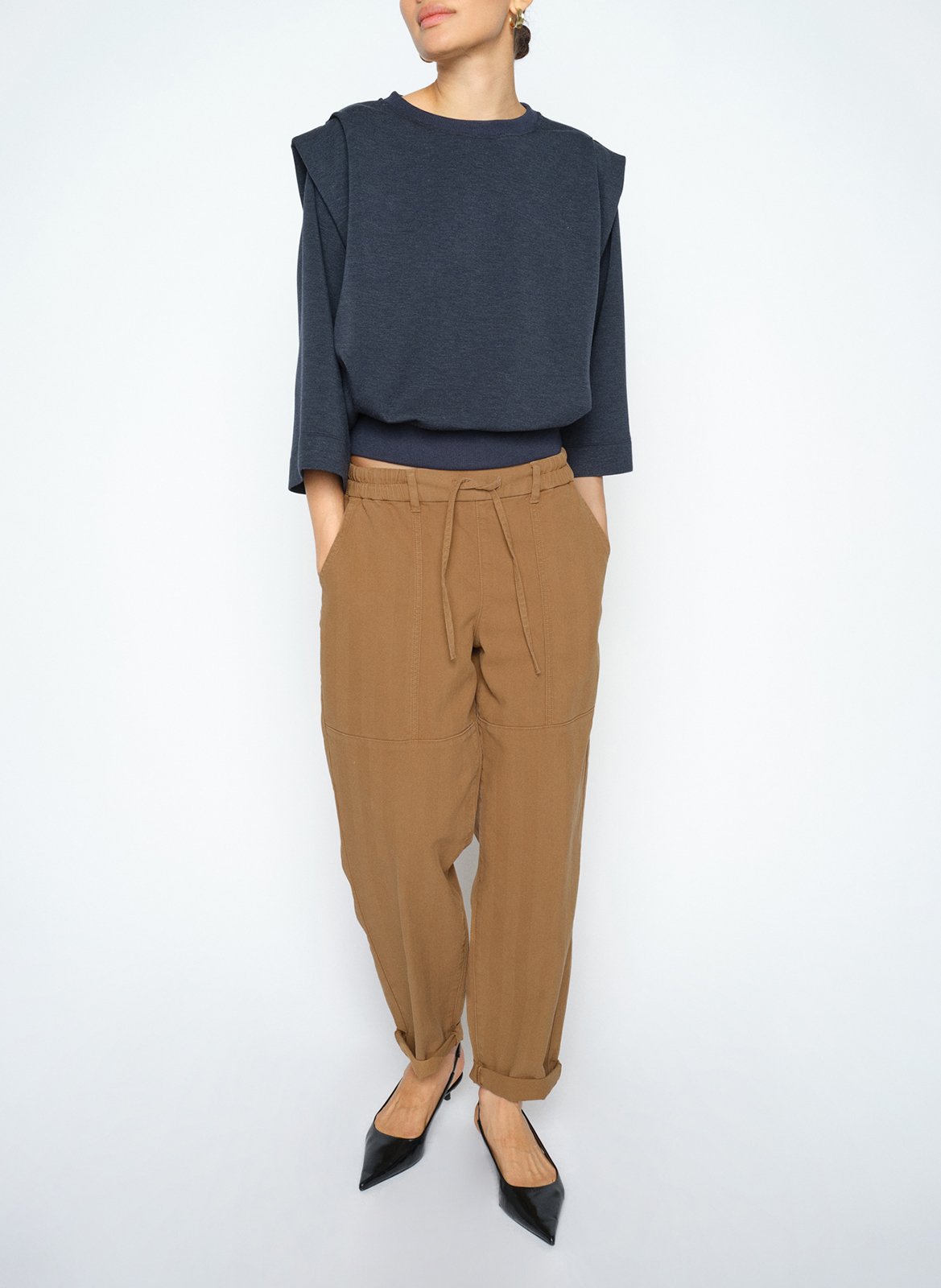 Pantalon droit en coton MOS MOSH Marron