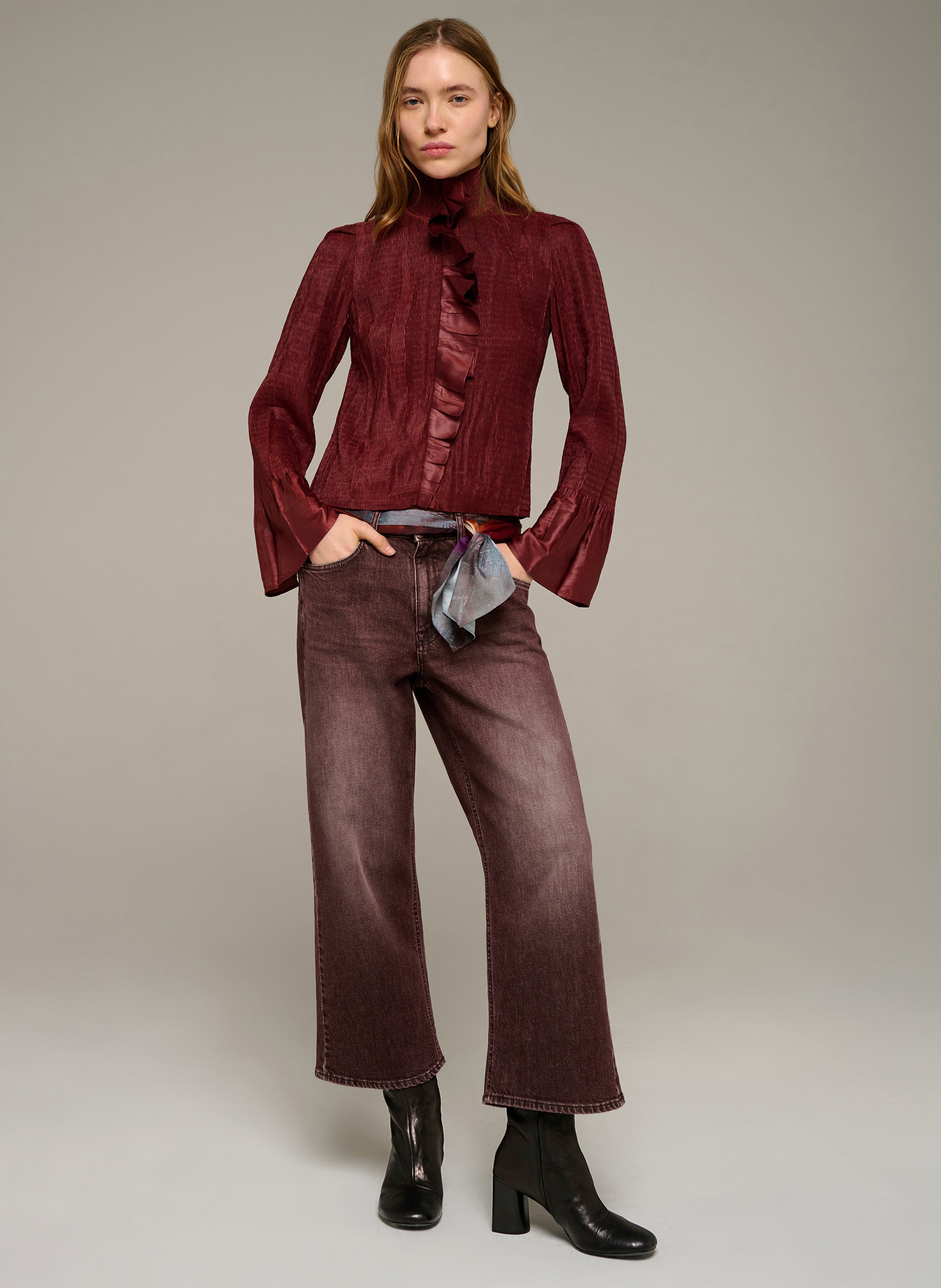 Boyfriend-Jeans, cropped COTELAC Rot
