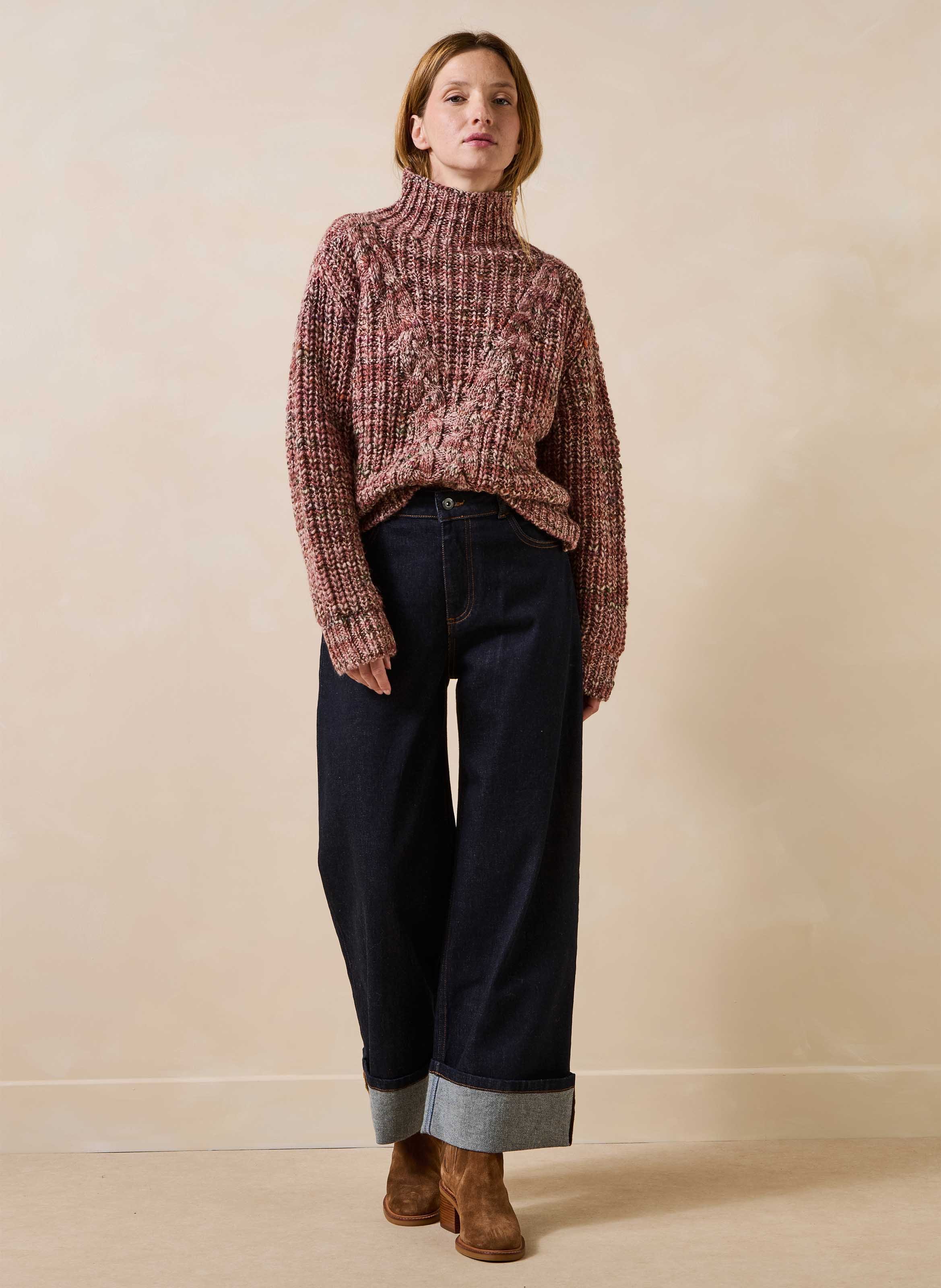 Wijde broek van biologisch katoenmix LA FEE MARABOUTEE Blauw