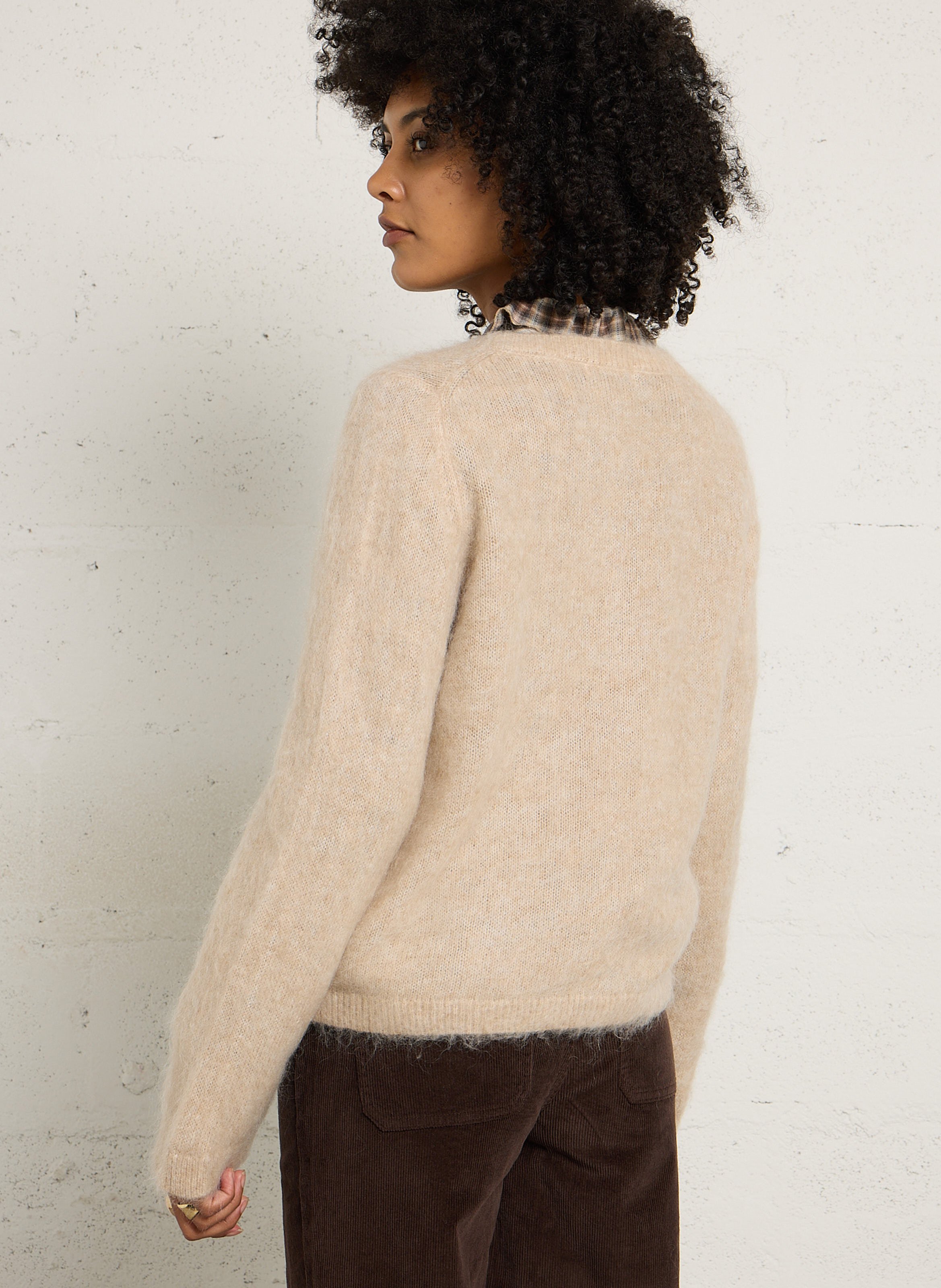 Gilet col rond en laine mélangée JC SOPHIE Beige