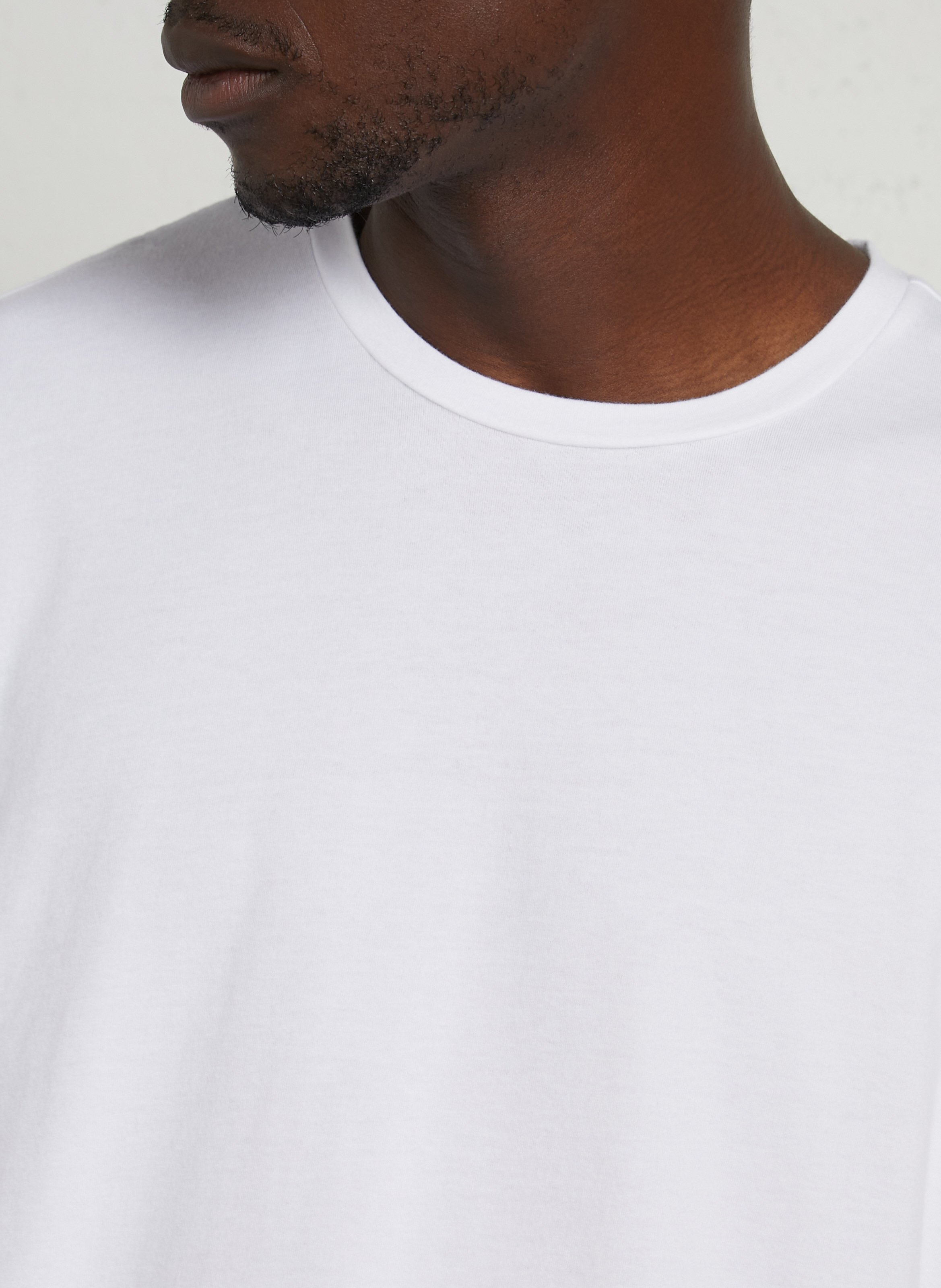 Gerade geschnittenes Rundhals-T-Shirt aus Bio-Baumwoll-Mix MAJESTIC FILATURES Weiss