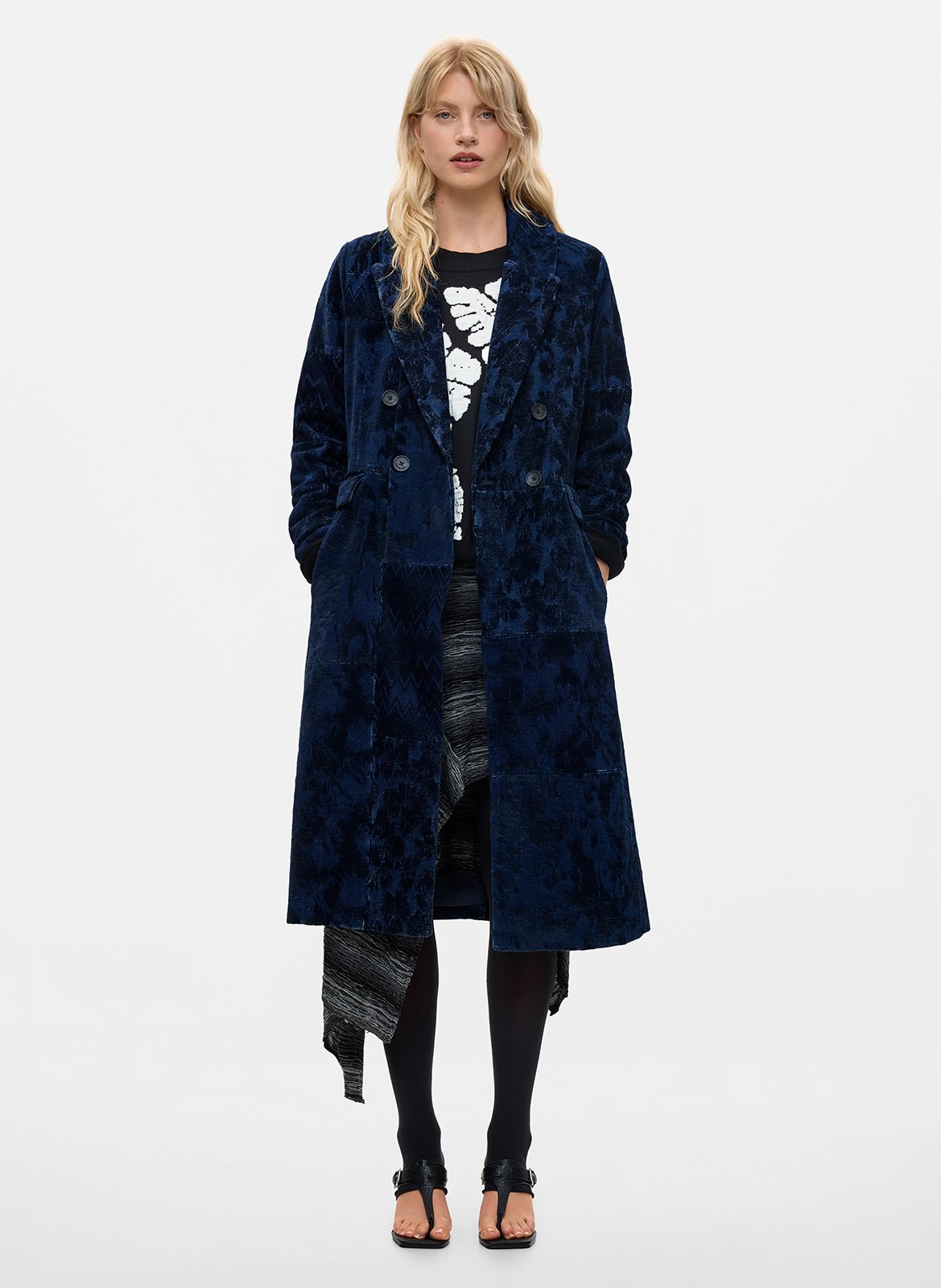 Langer Mantel mit Reverskragen aus Baumwollmischung DESIGUAL Blau