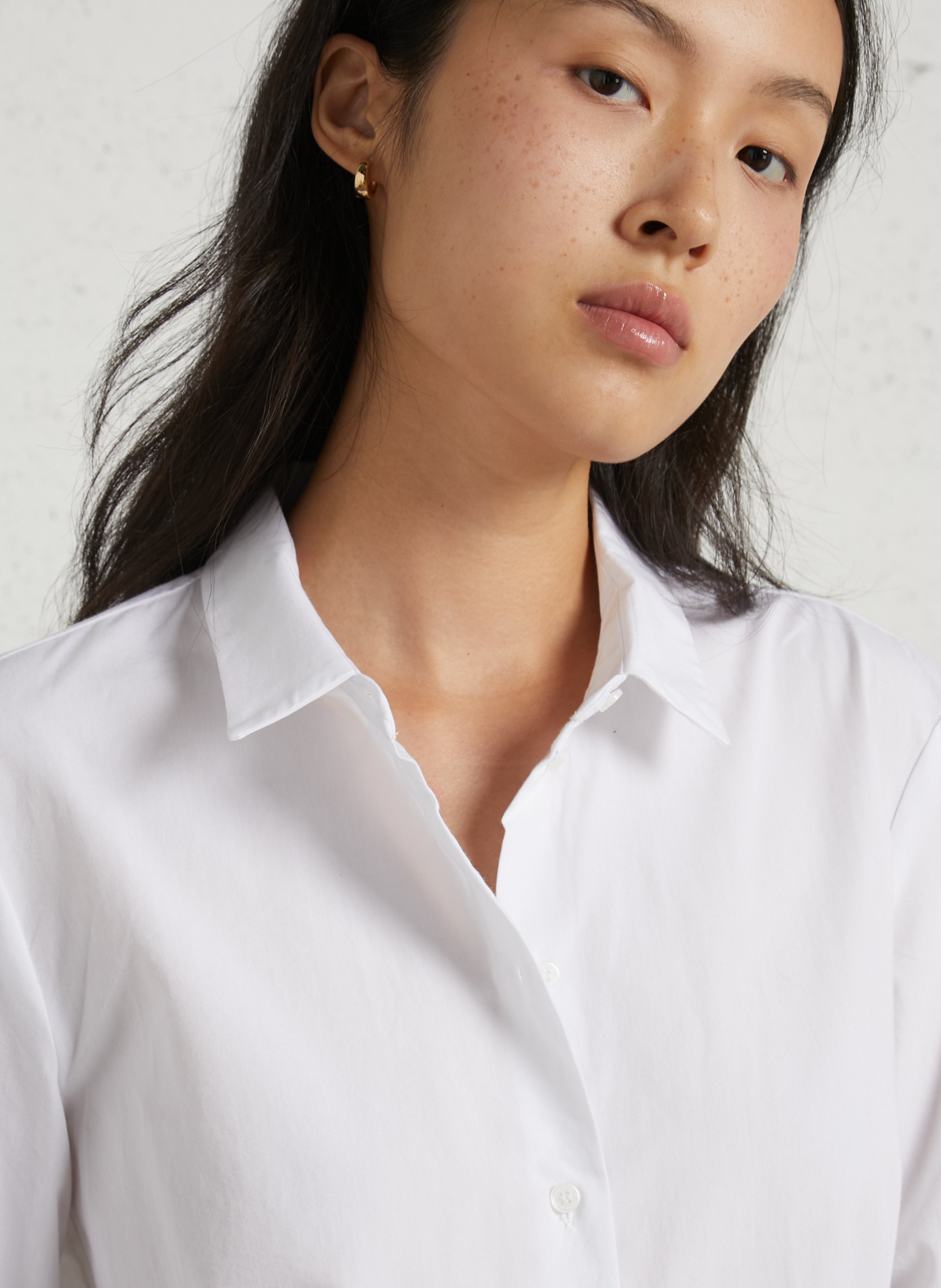 Straight shirt with classic cotton collar IKKS White