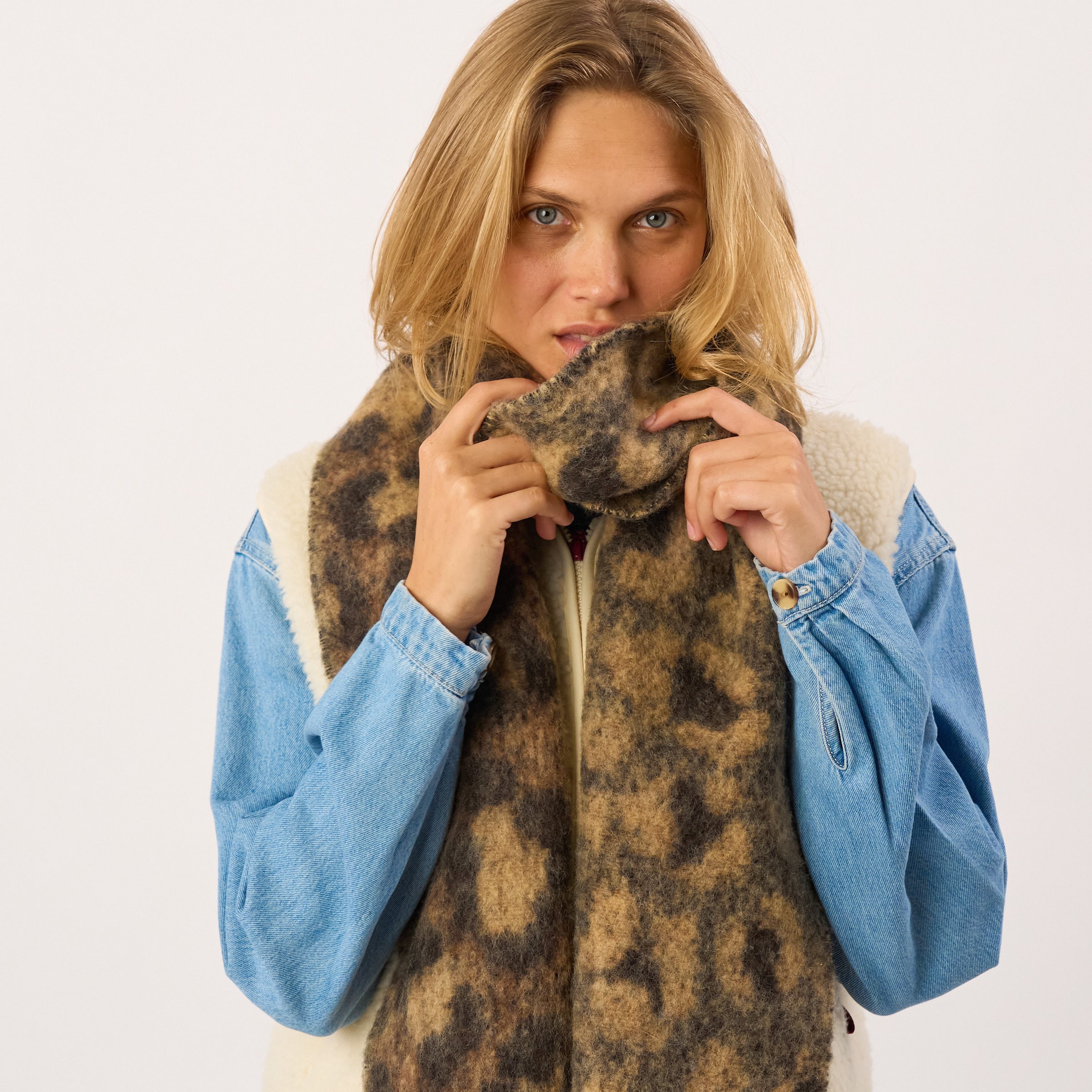 Regular wool scarf BILLYBELT Brown