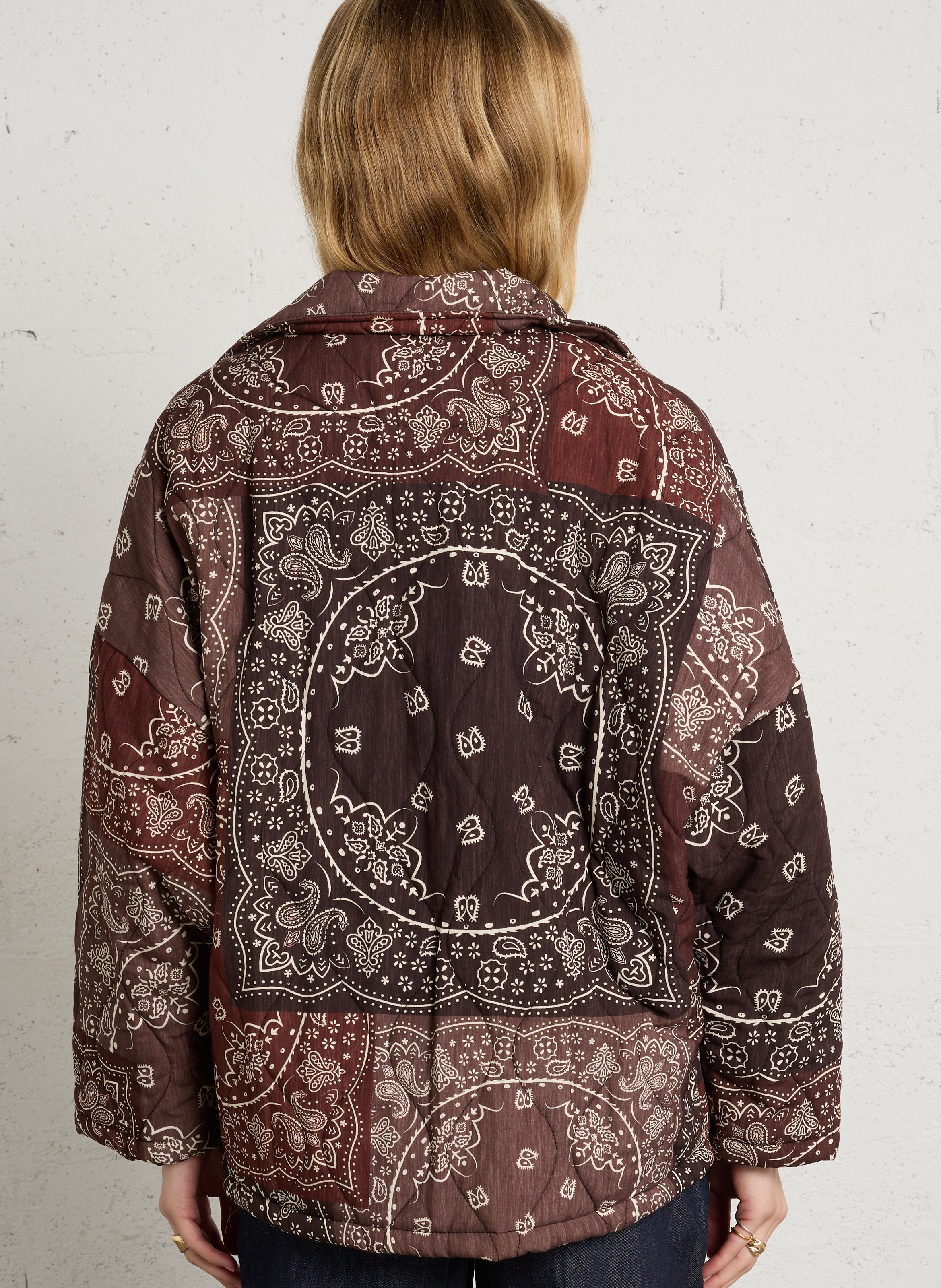 Weit geschnittene Jacke mit Reverskragen und Print AOKYANOS Braun