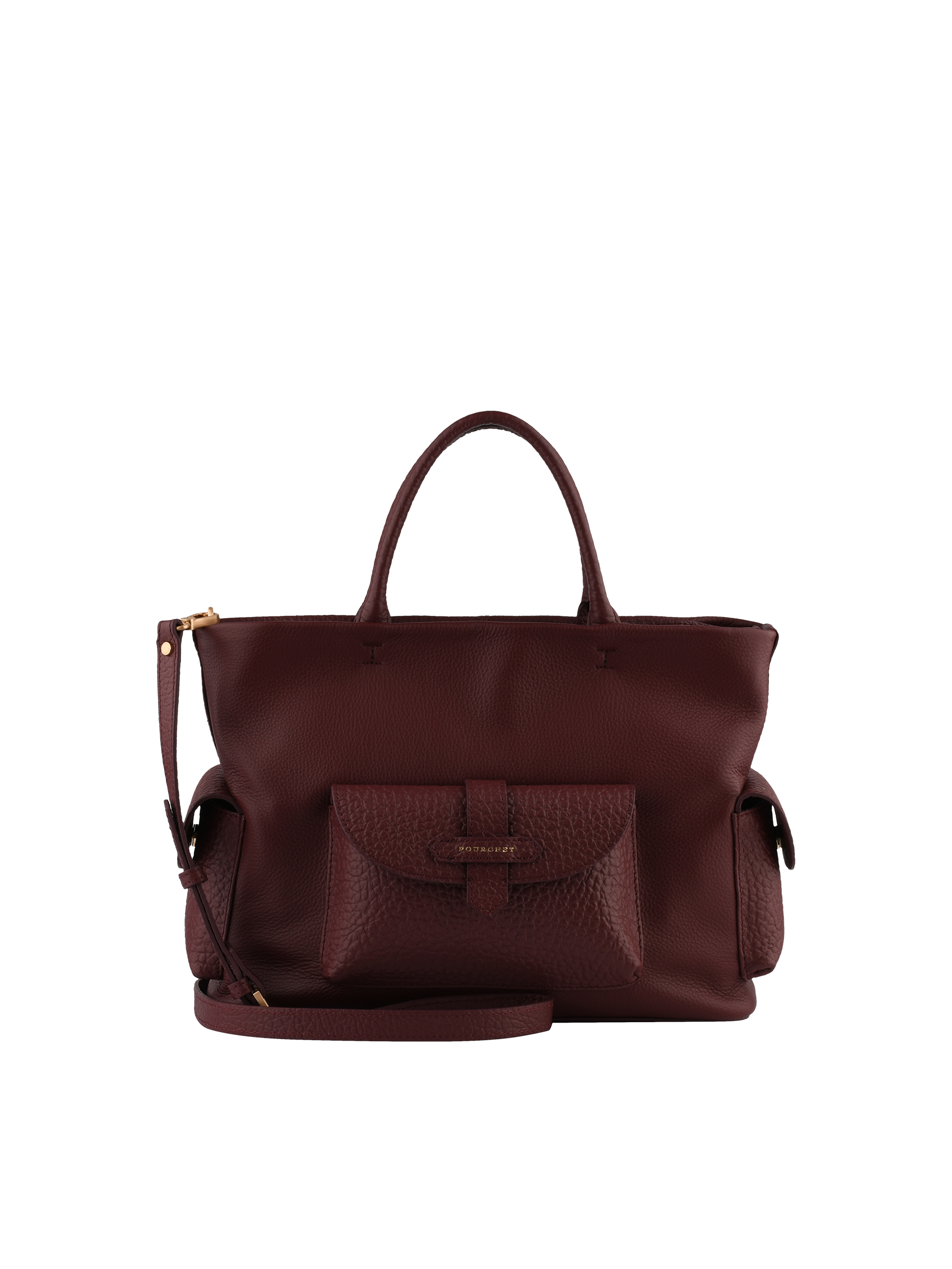 Calfskin leather handbag POURCHET Red