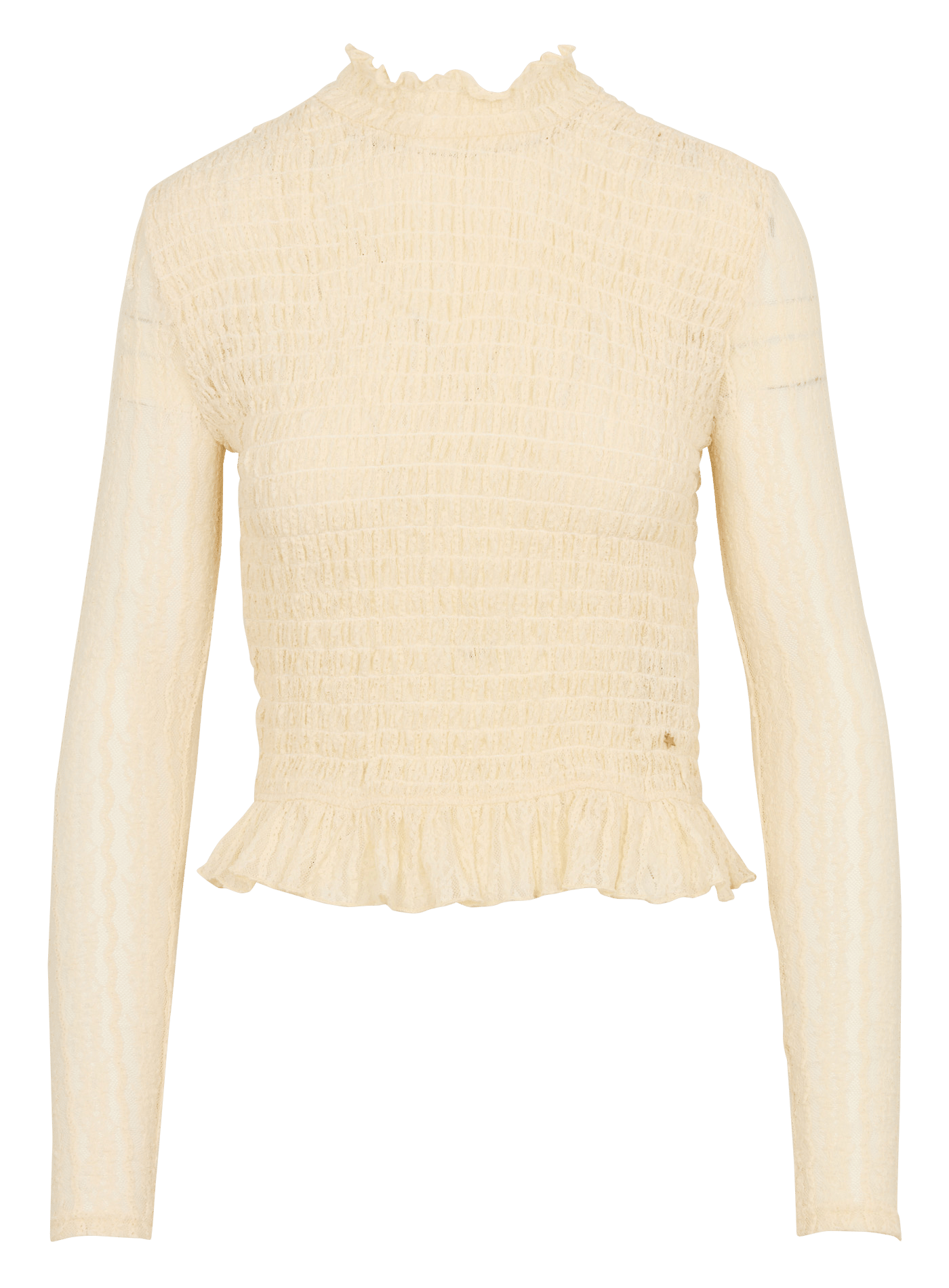 Figurbetontes Top aus Smok-Spitze DES PETITS HAUTS Beige