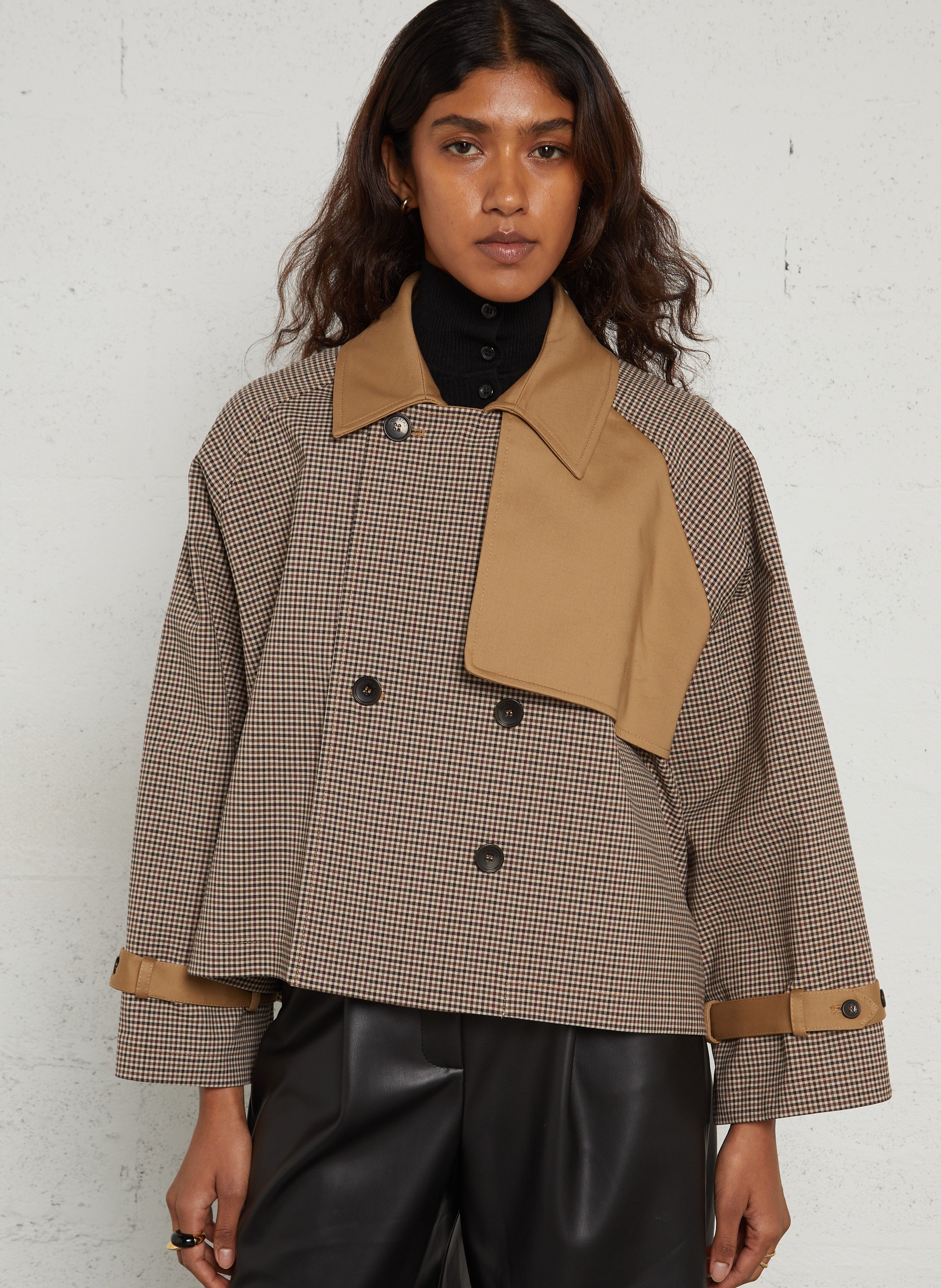 Kurzer karierte Trenchcoat IMPERIAL Beige