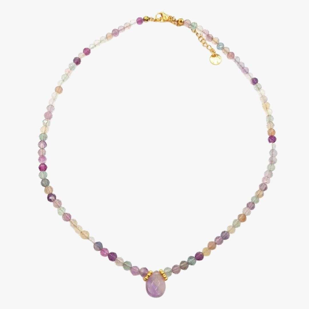 Fluorite and amethyst necklace GINANDGER Purple