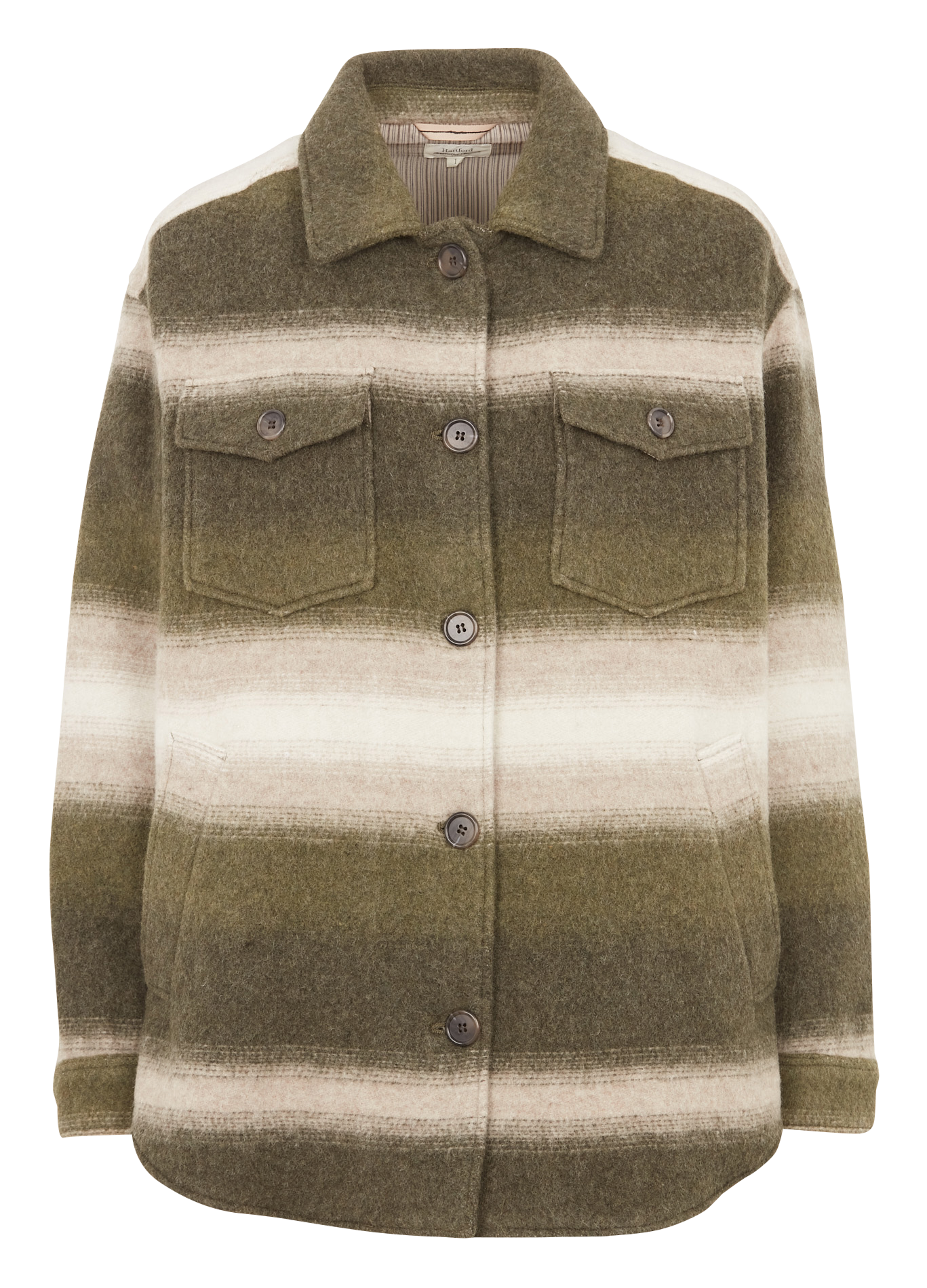Veste surchemise oversize col classique imprimée HARTFORD Beige