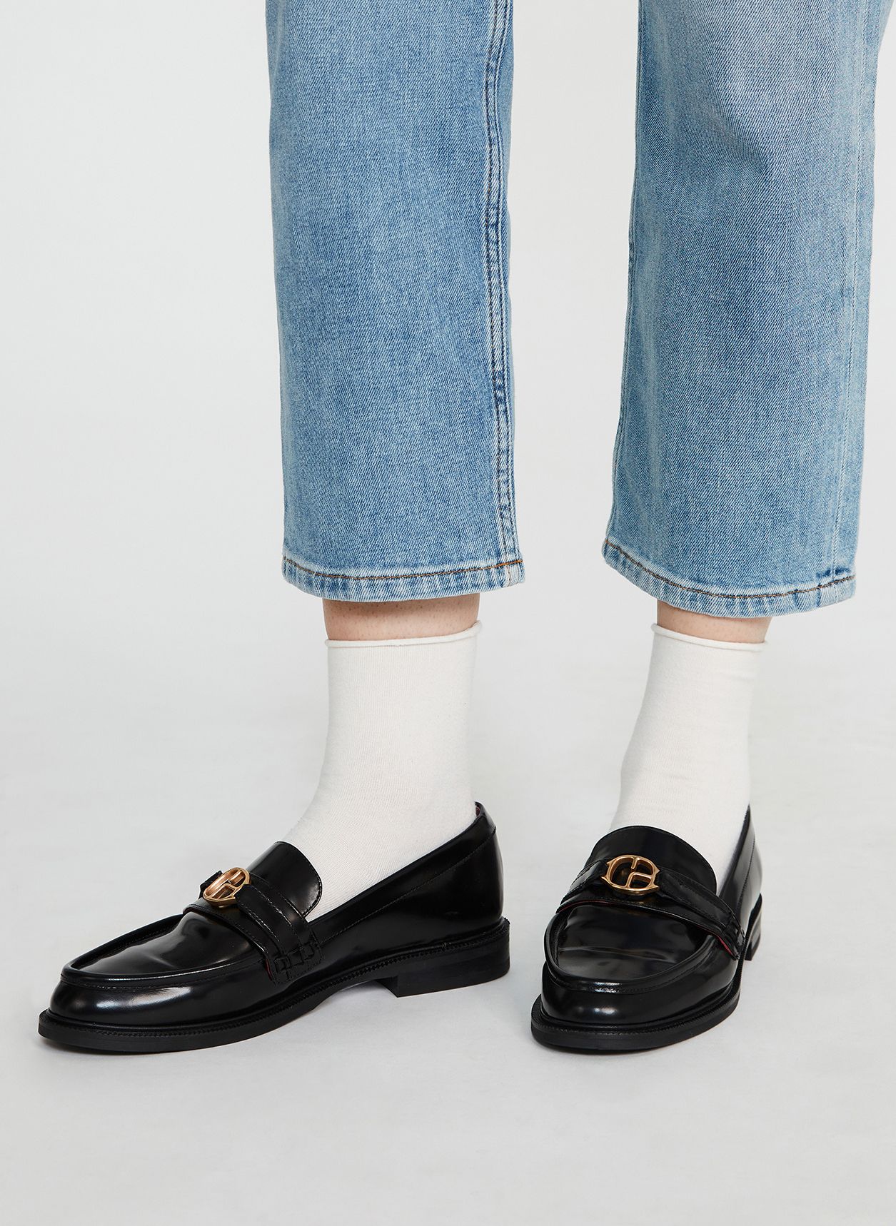 CLAUDIE PIERLOT Mocassins vernis en cuir Noir