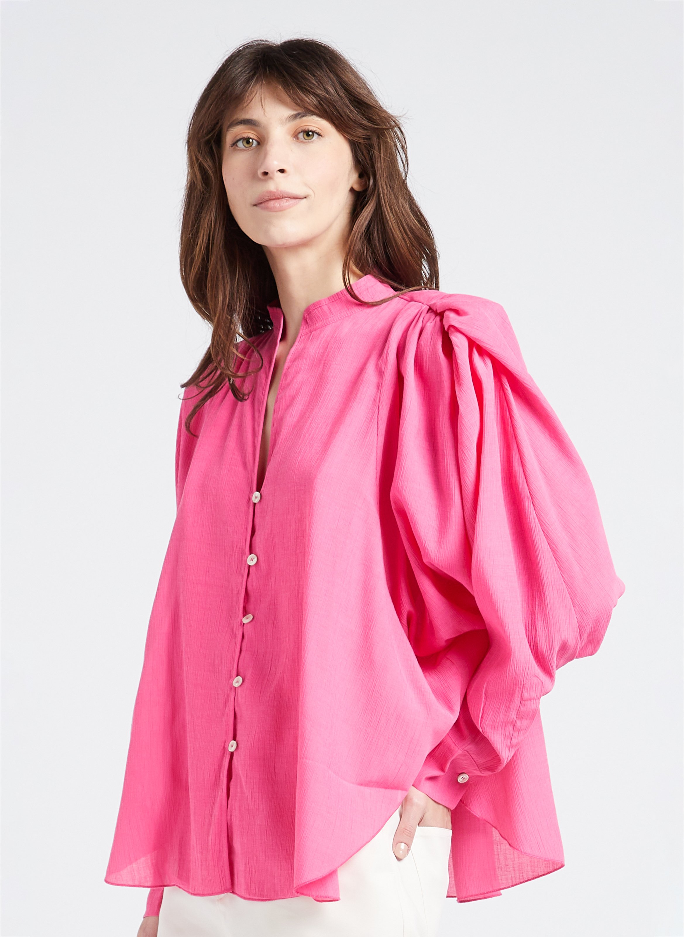 Ruimvallende blouse met V-hals COLLECTORS CLUB Roze