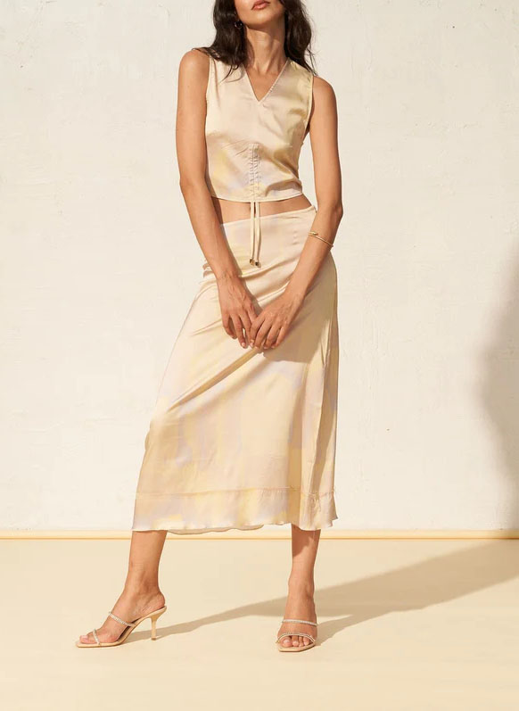 Fluid printed crop top with pleats FETE IMPERIALE Multicolored