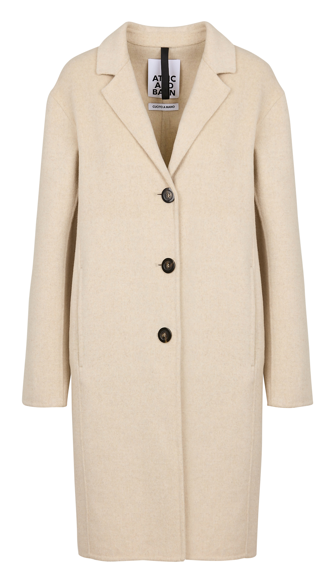 Straight wool-blend coat with tailored collar ATTIC AND BARN Beige