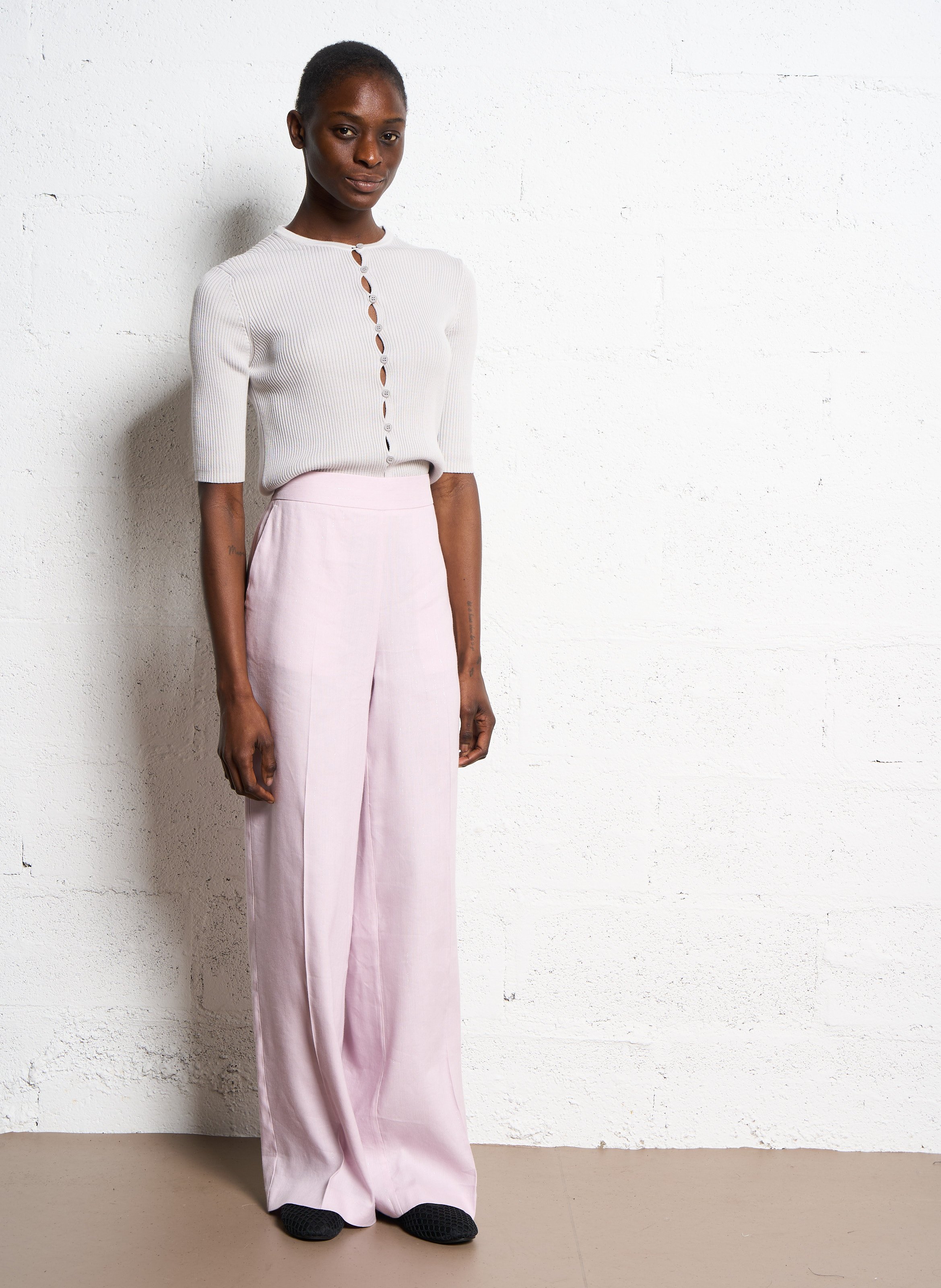 Gilet droit côtelé en coron ATTIC AND BARN Blanc