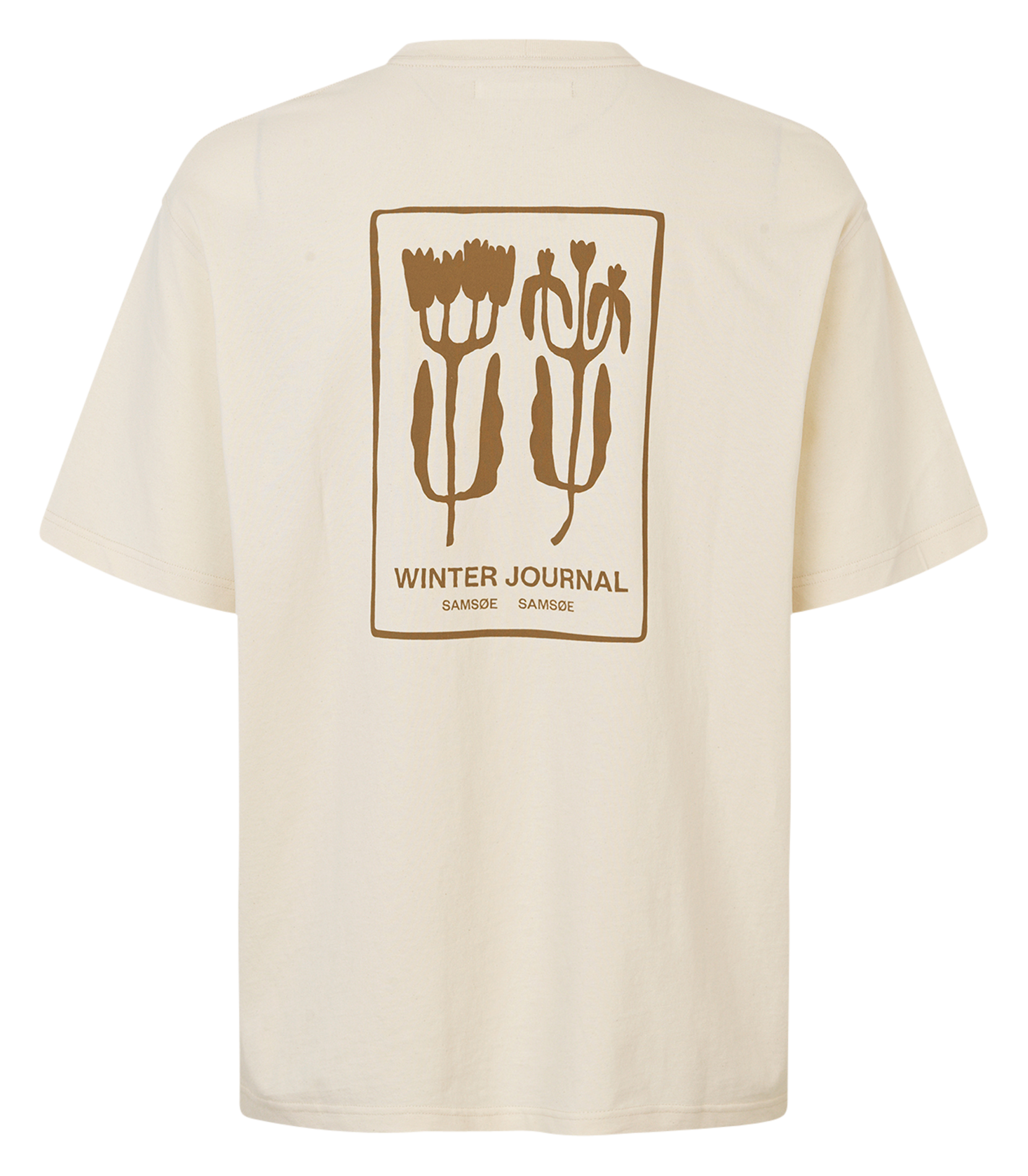 Straight cotton-blend T-shirt Beige