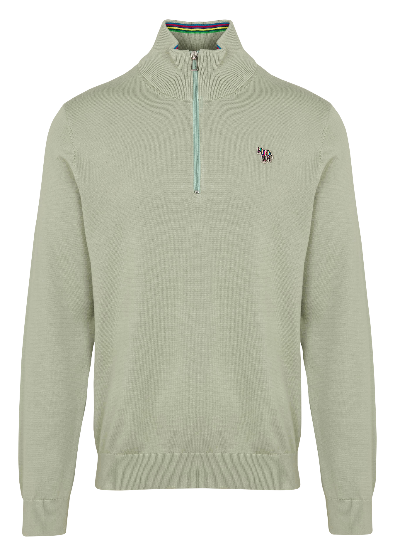 Embroidered high-neck zip-up sweater PAUL SMITH Green