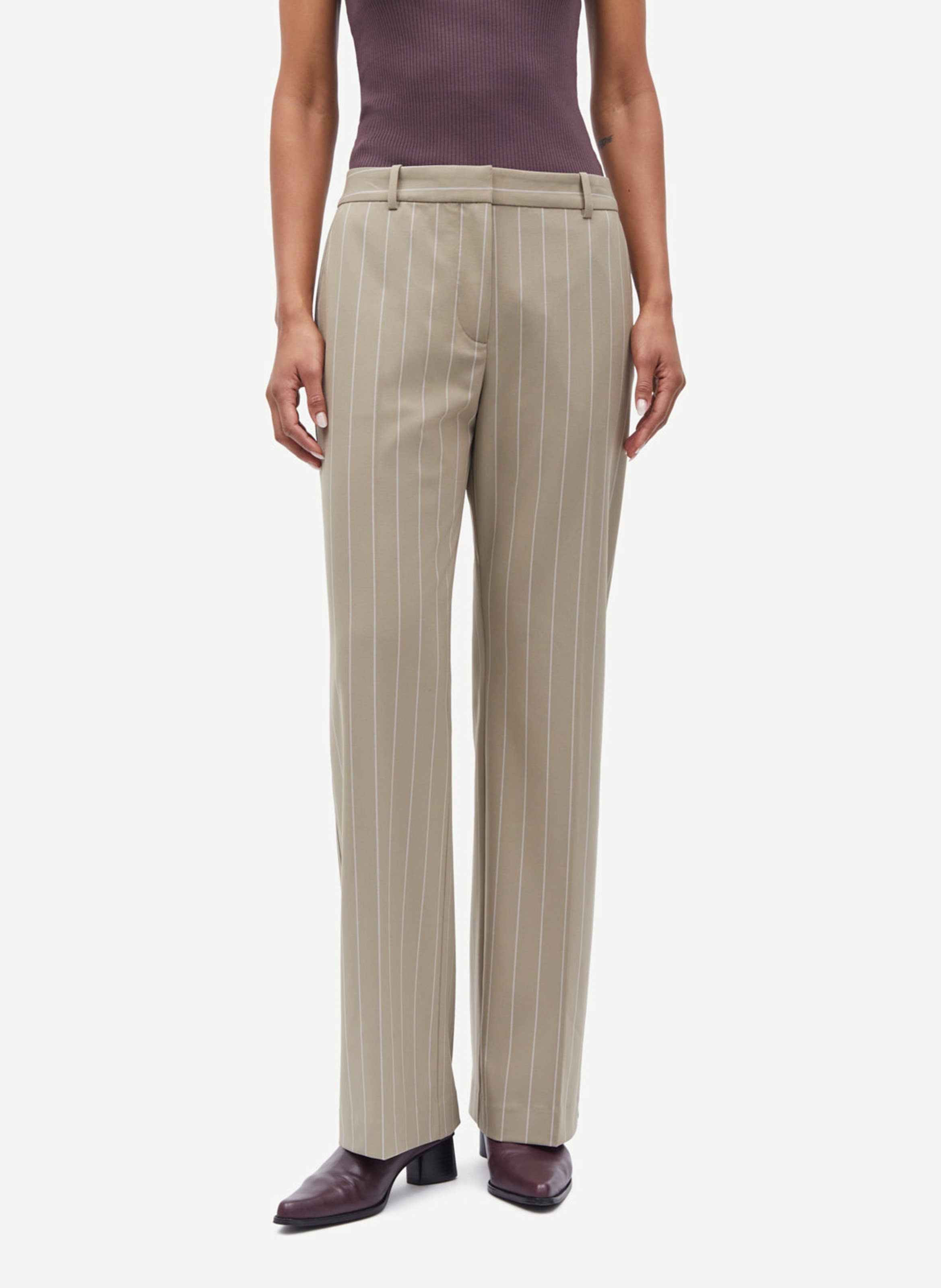 Gestreepte pantalon SAMSOE SAMSOE Beige