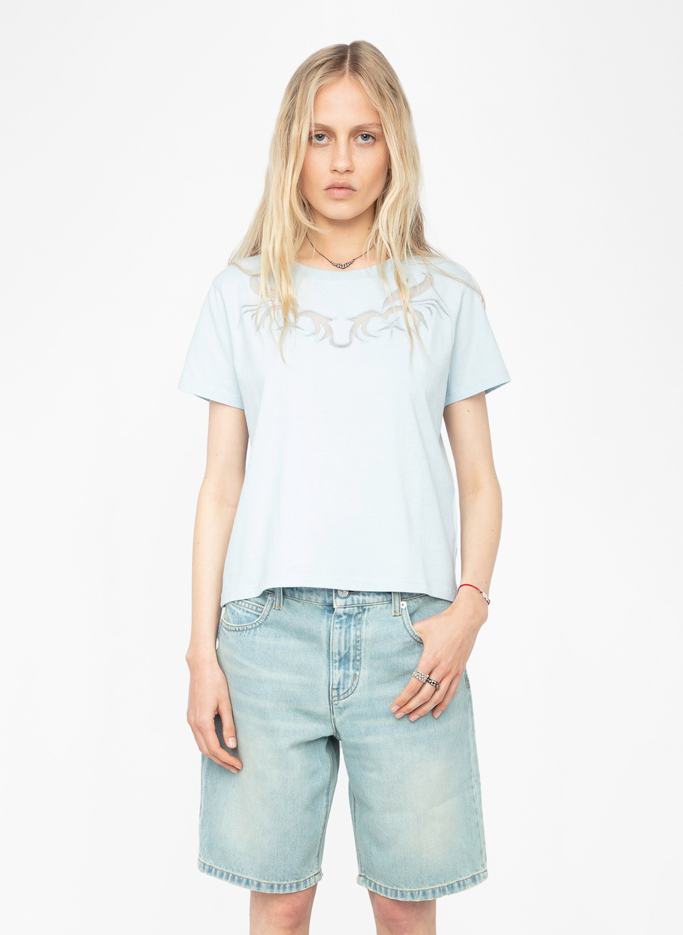 Tee-shirt col rond en coton ZADIG&VOLTAIRE Bleu