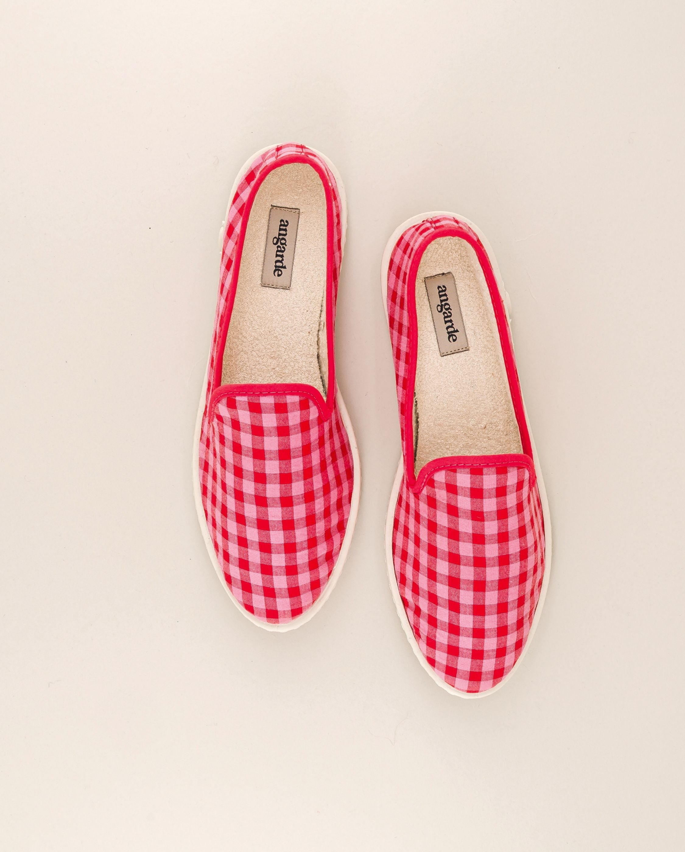 Women's gingham slippers, red-pink ANGARDE Red