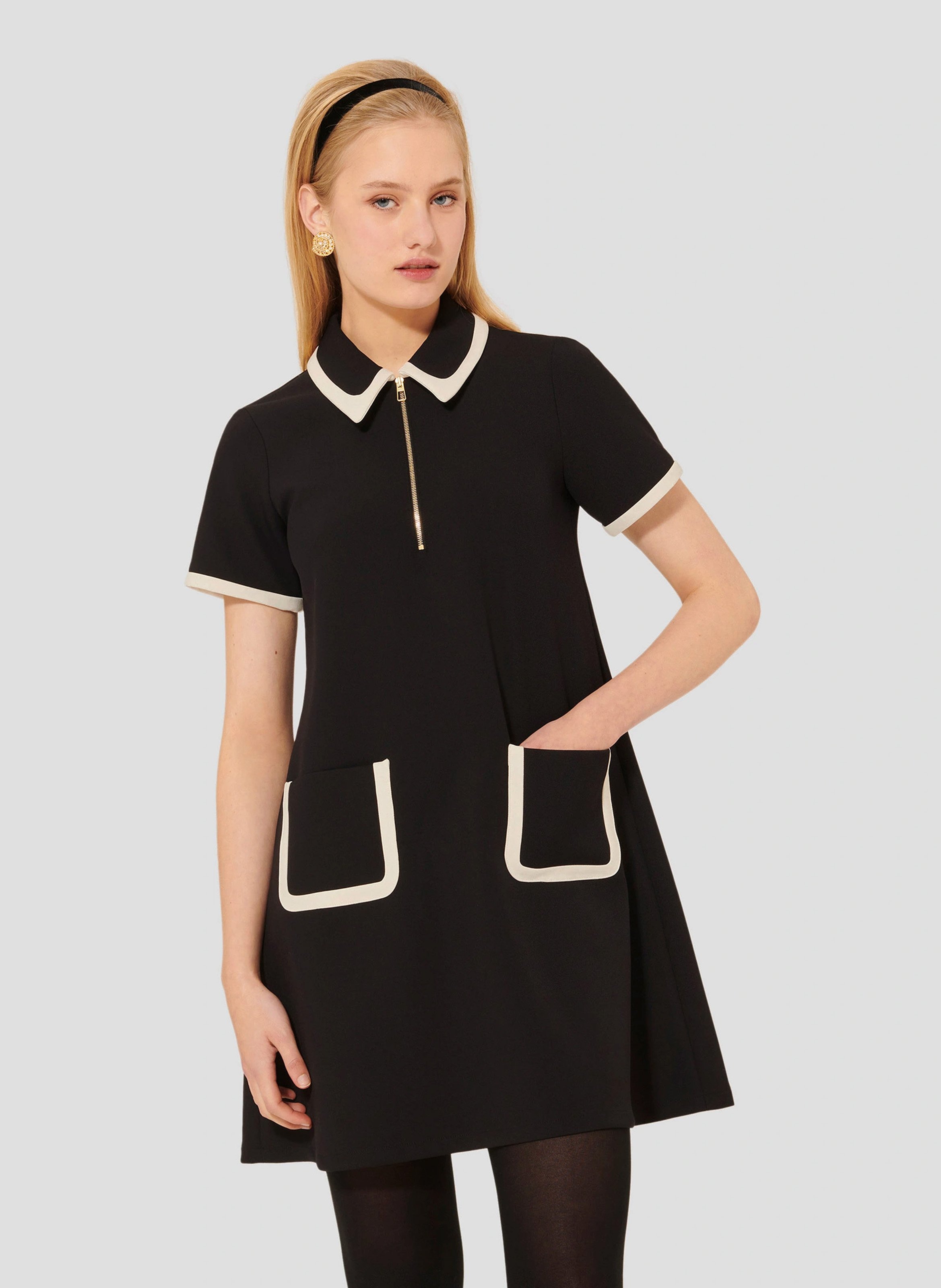 Short dress with shirt collar TARA JARMON Black