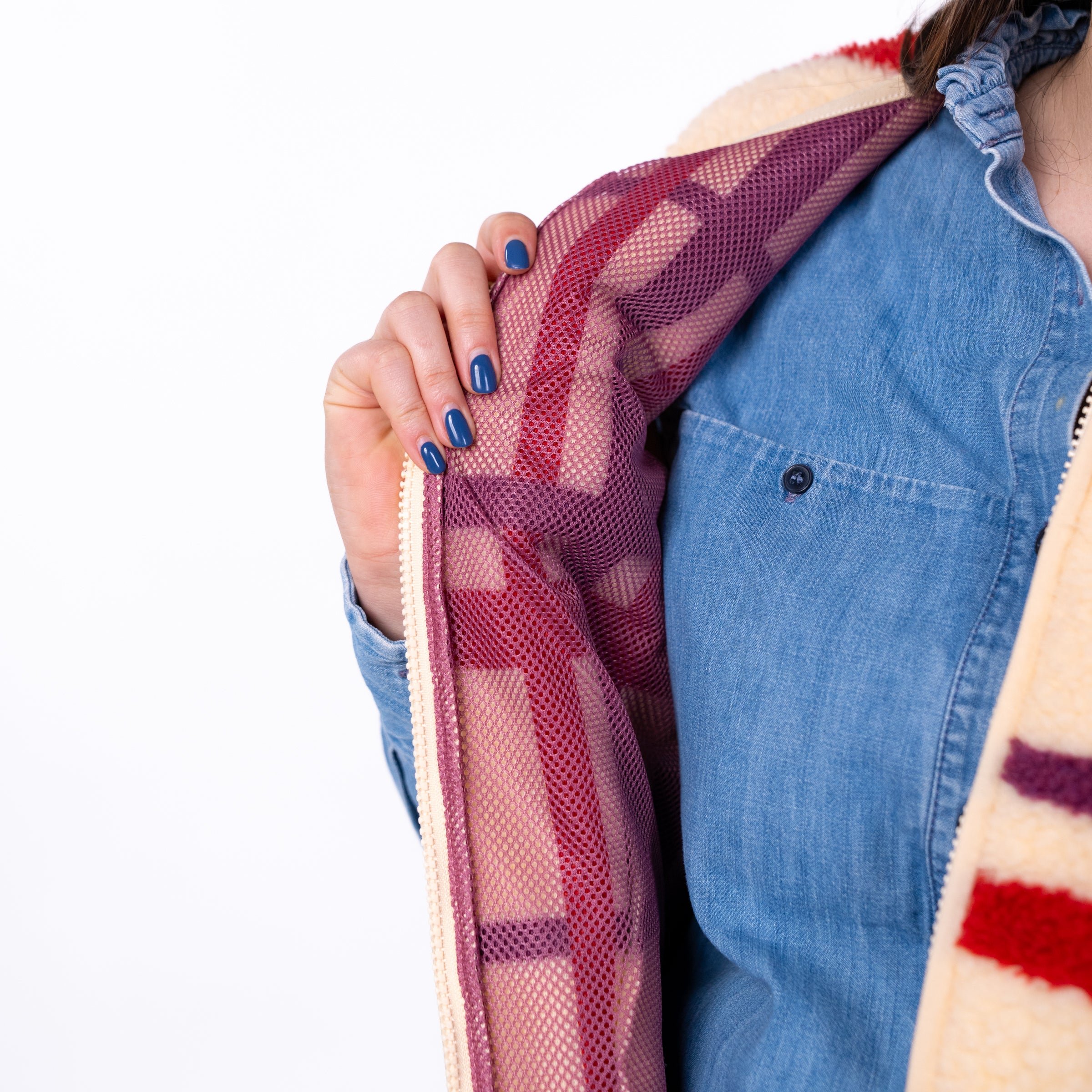 Sleeveless Sherpa Zip-Up Vest BILLYBELT Beige