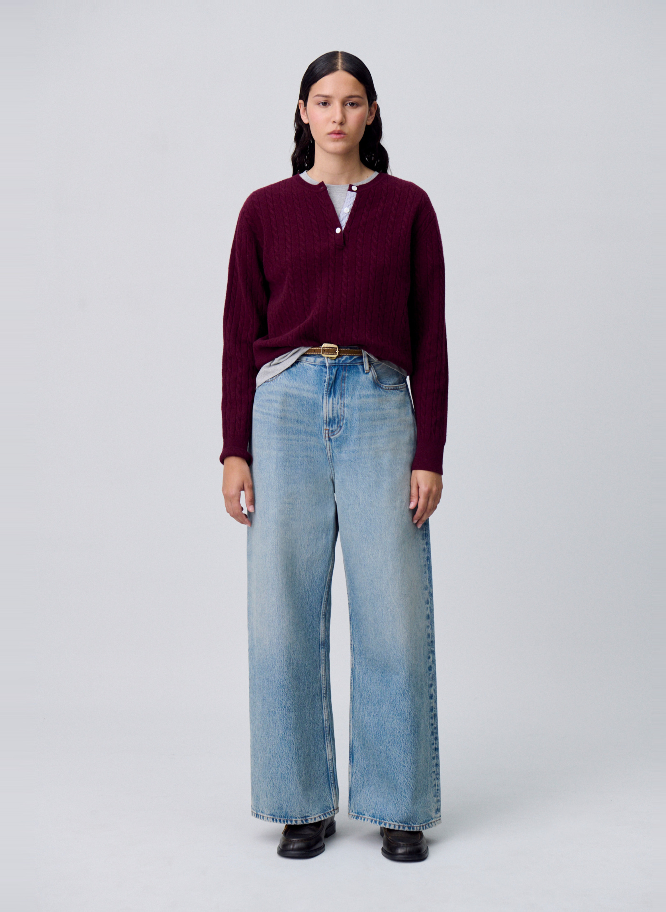 Pull droit en maille tressée CLAUDIE PIERLOT Rouge