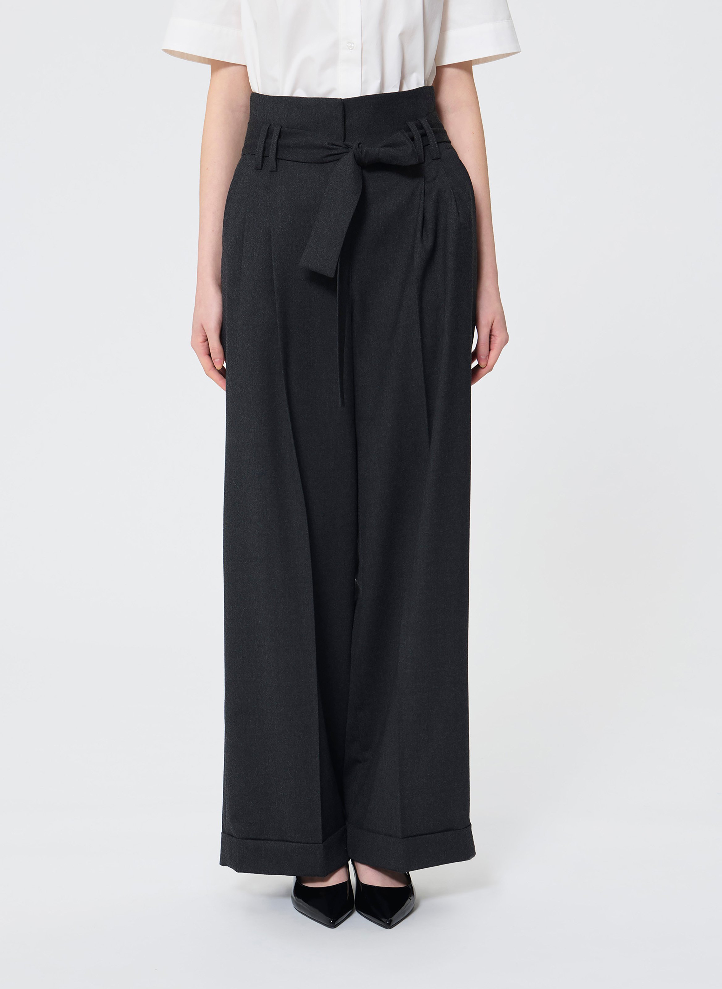 Pantaloni larghi a vita alta in misto lana TARA JARMON Grigio