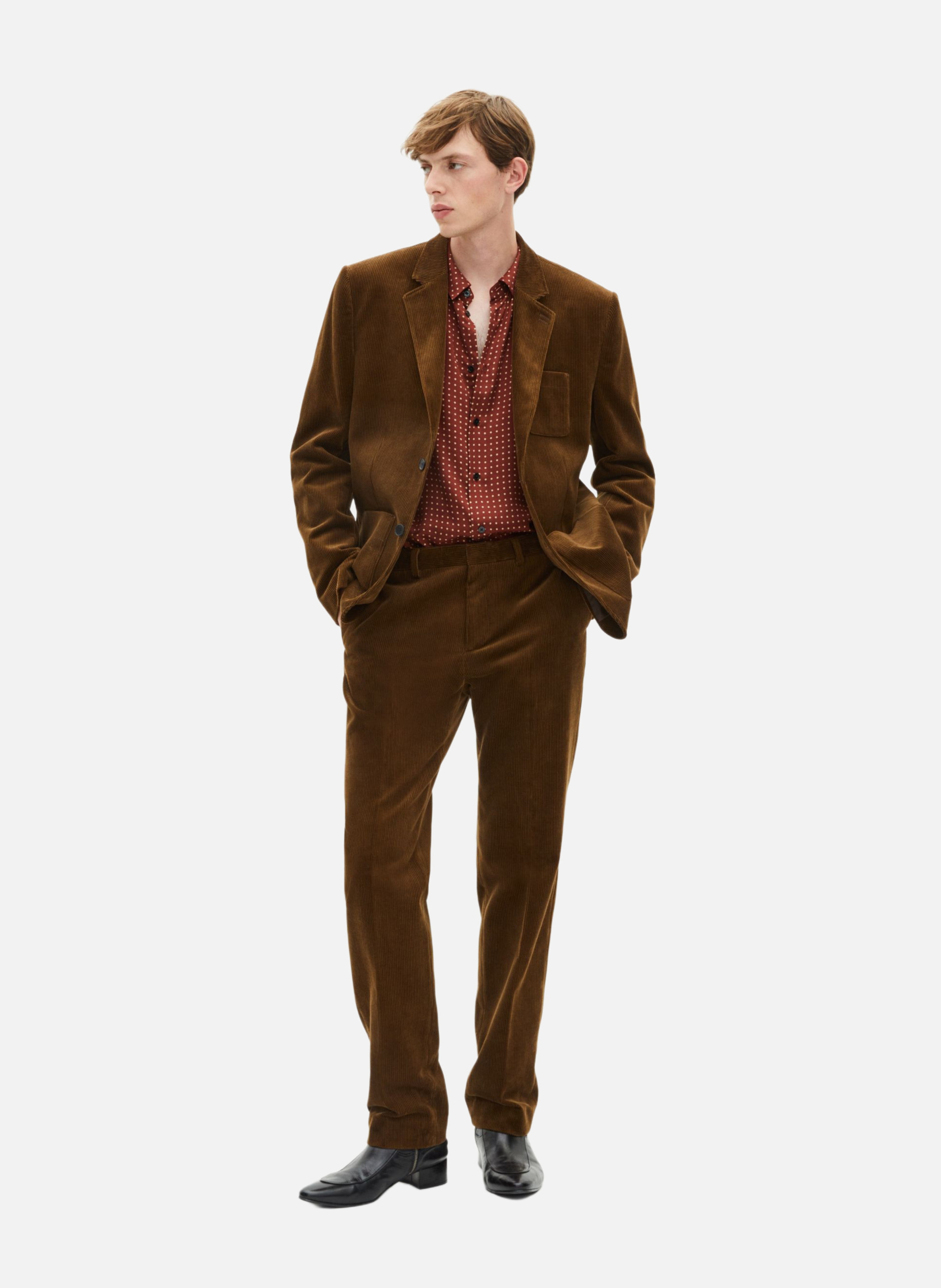 Corduroy suit jacket THE KOOPLES Brown