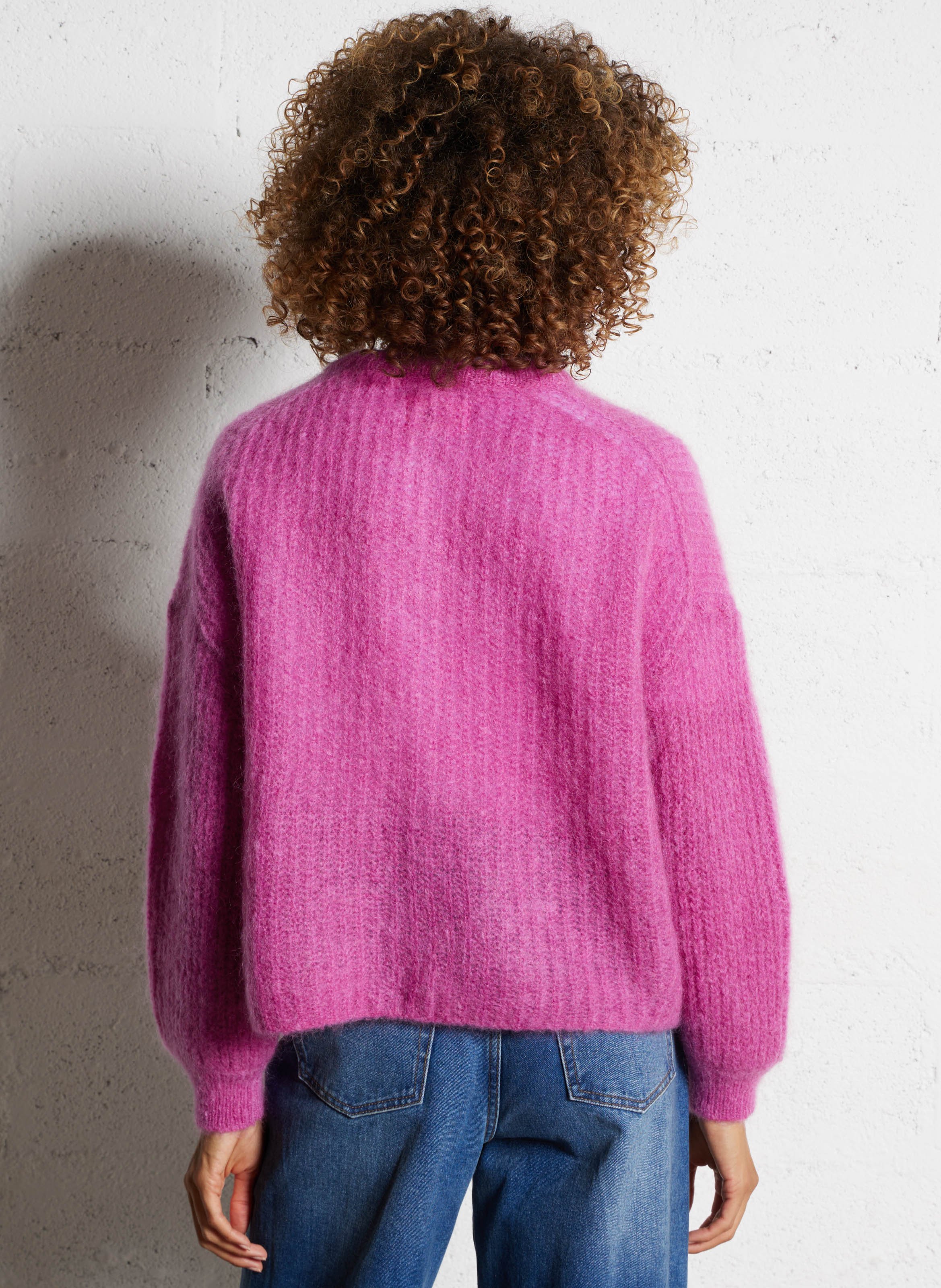 Oversized fluffy wool blend vest DES PETITS HAUTS Pink