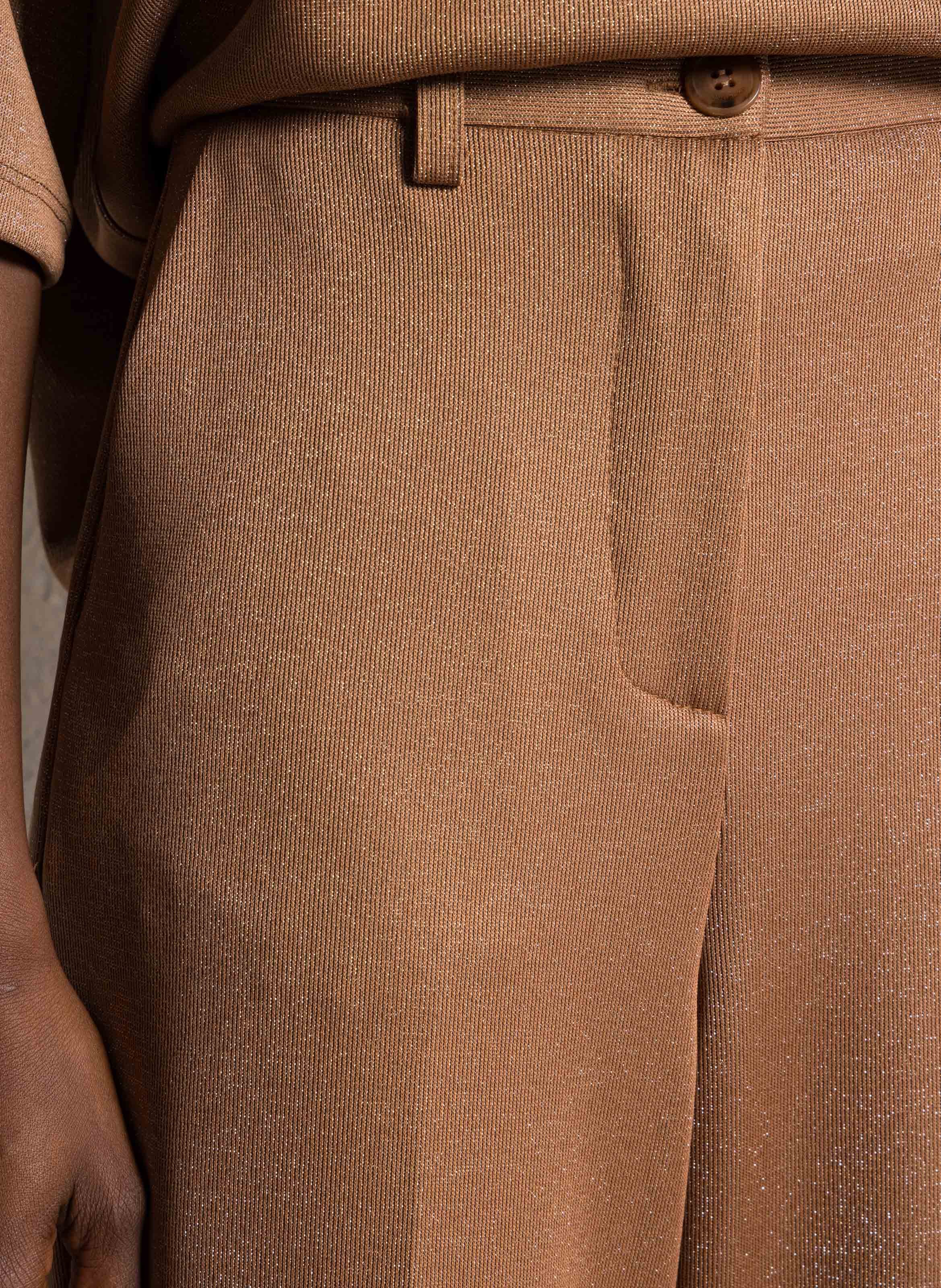 Pantalon droit métallisé IMPERIAL Marron