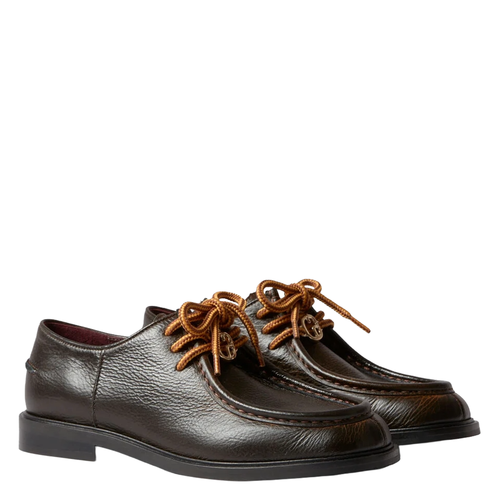 Mocassins unis à lacets en cuir CLAUDIE PIERLOT Marron