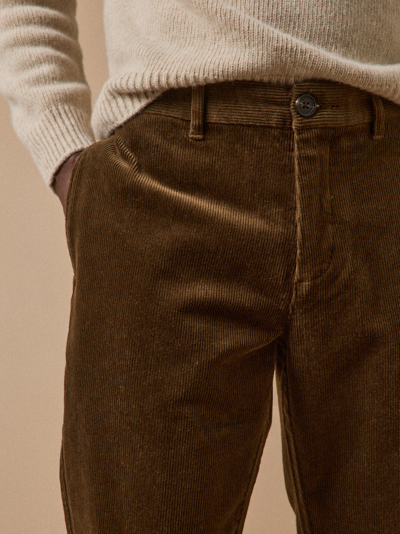 Regular velvet chinos Brown