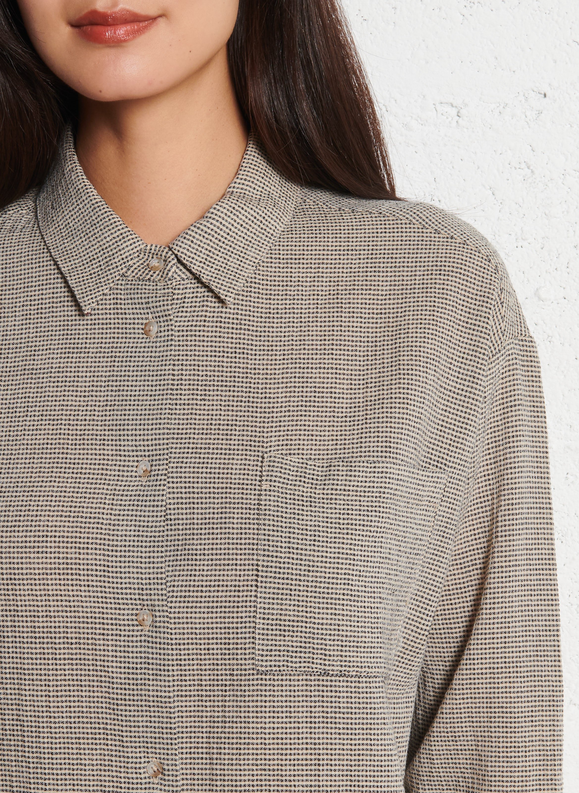 Chemise oversize col classique en coton mélangé SACRECOEUR Beige