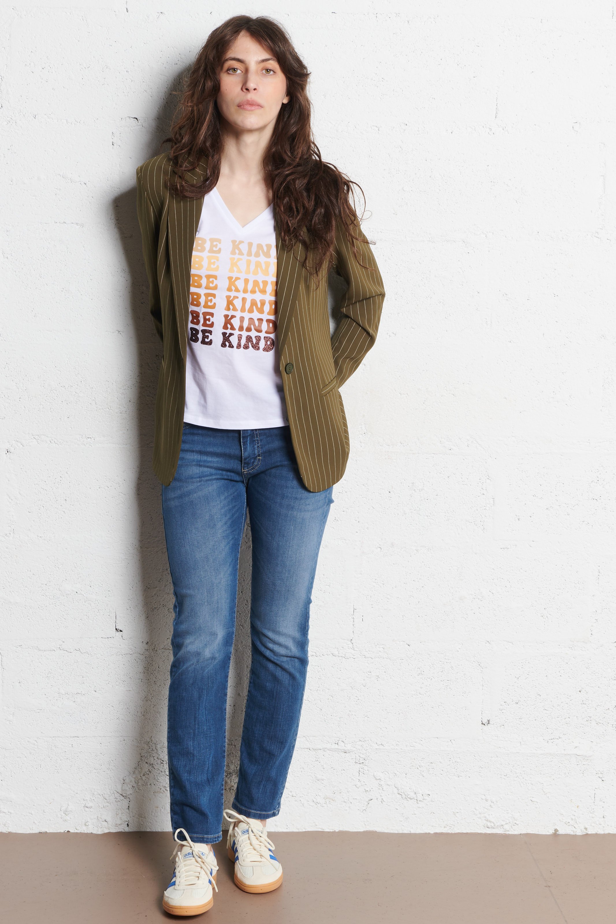 Jean droit en coton mélangé PLEASE Bleu