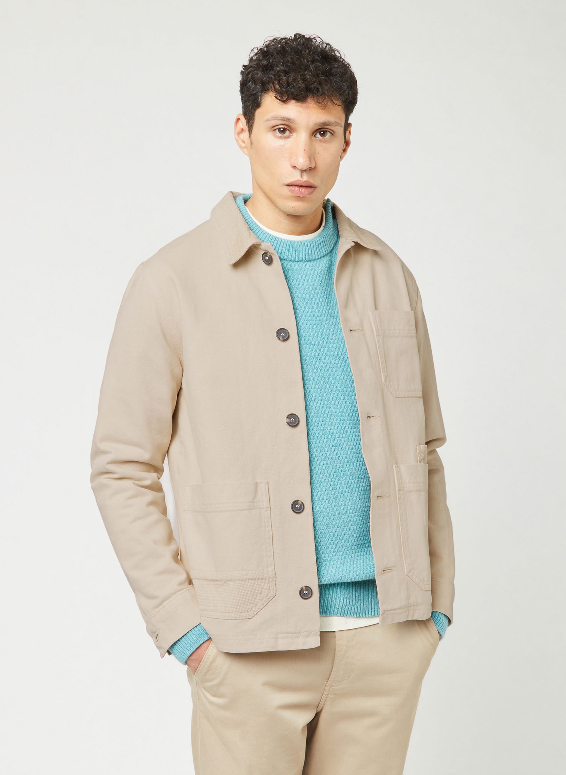 Veste col classique en coton  FAGUO Beige