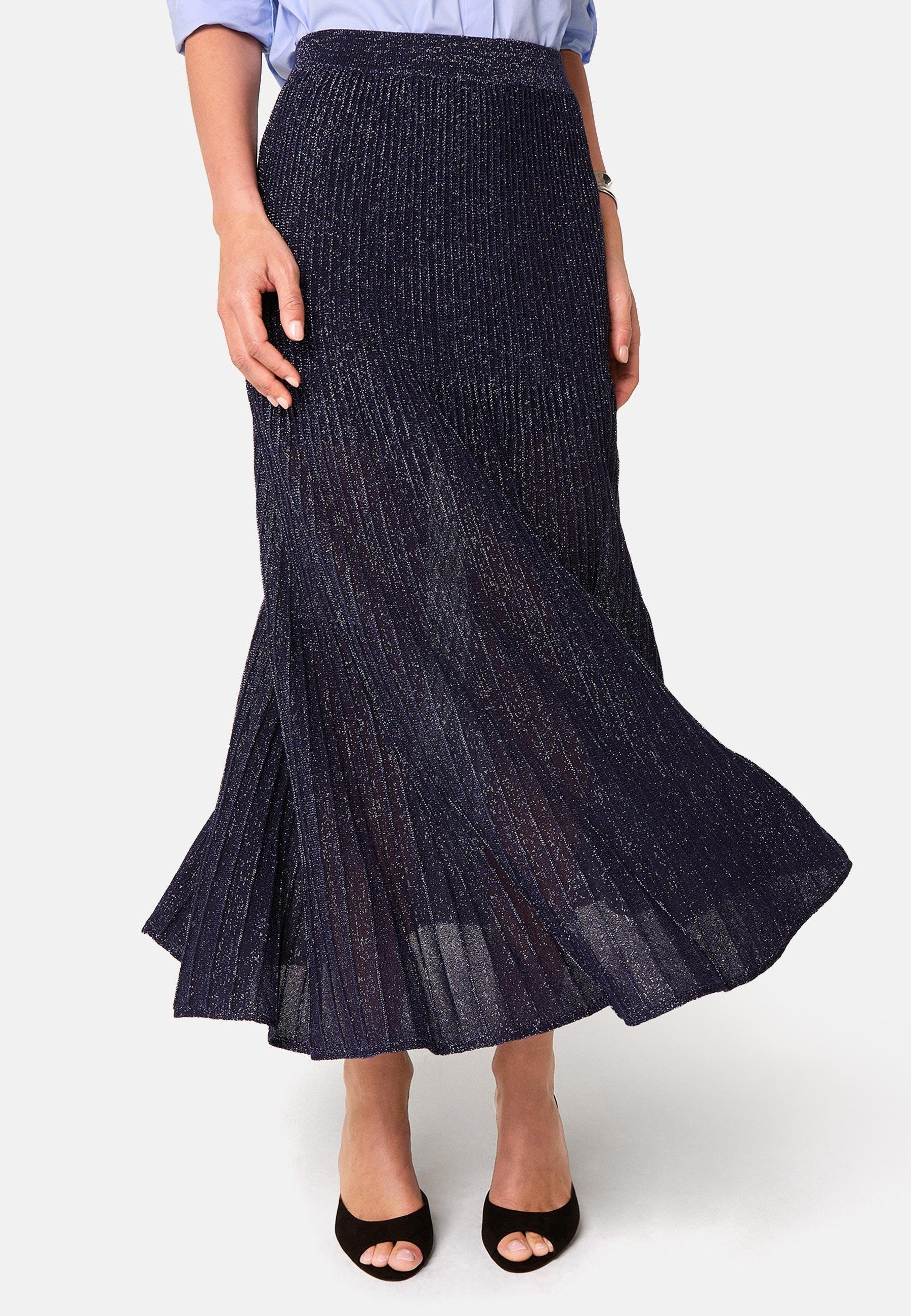 Pleated long skirt in lurex knit RODIER Blue