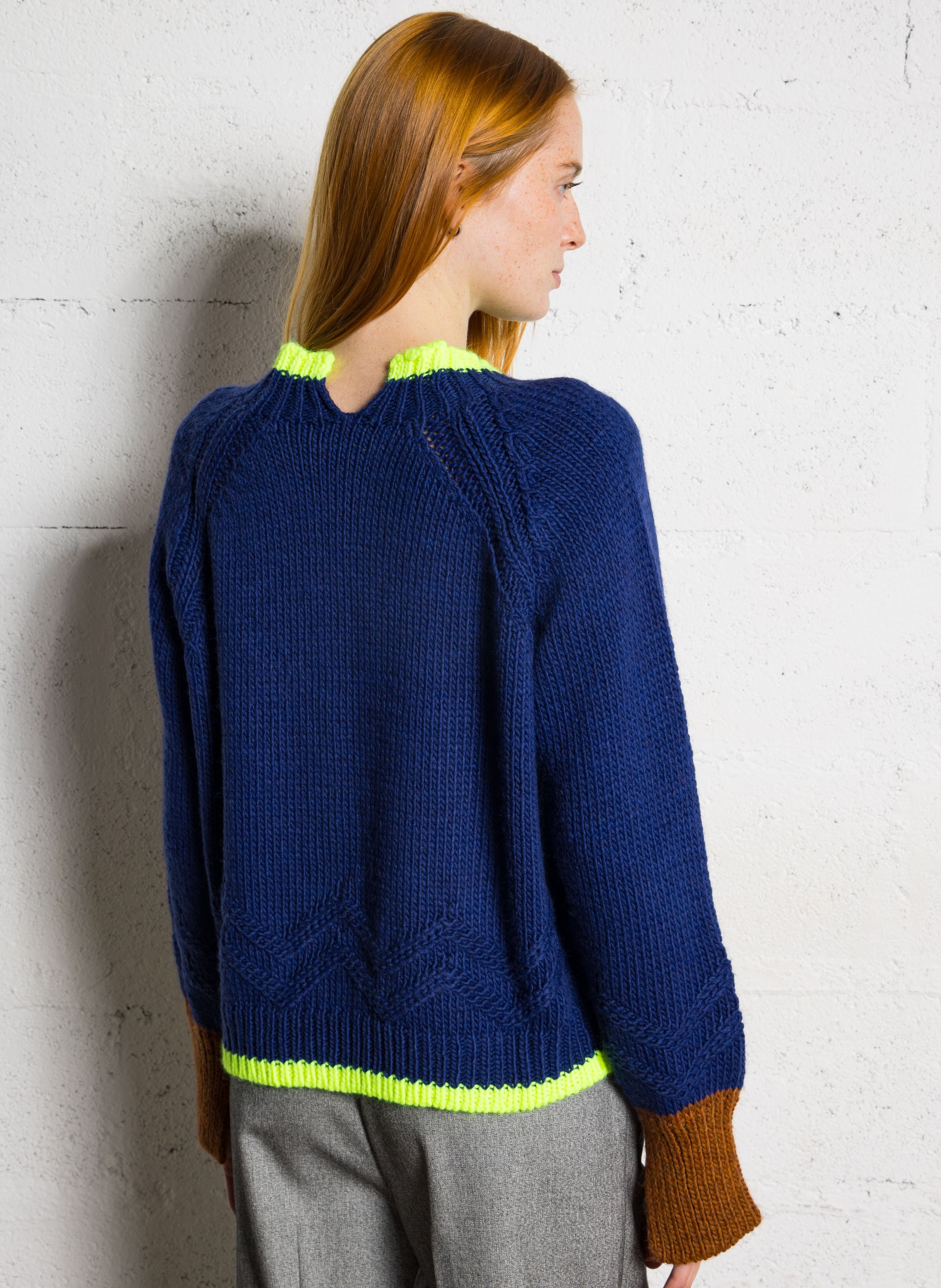 Pull oversize col montant DR BLOOM Bleu