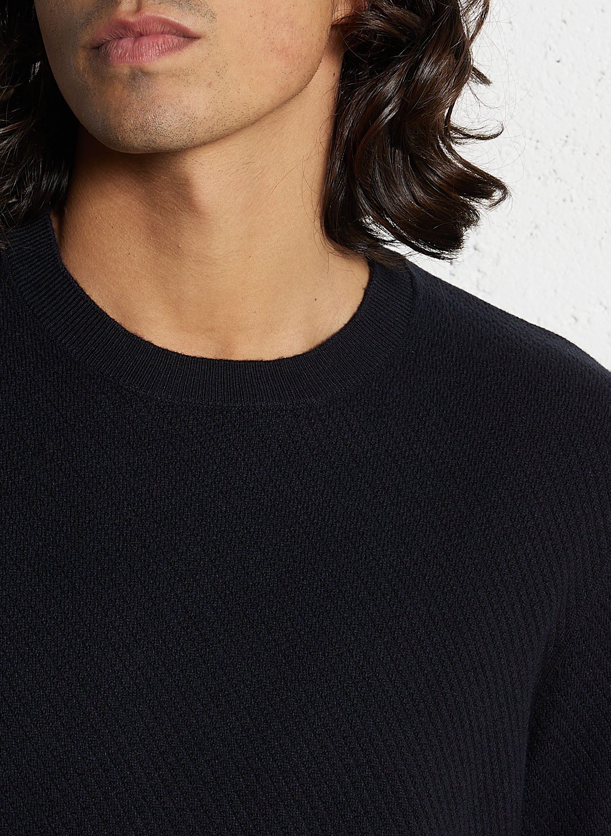 Straight round-neck sweater with textured knit IKKS Blue