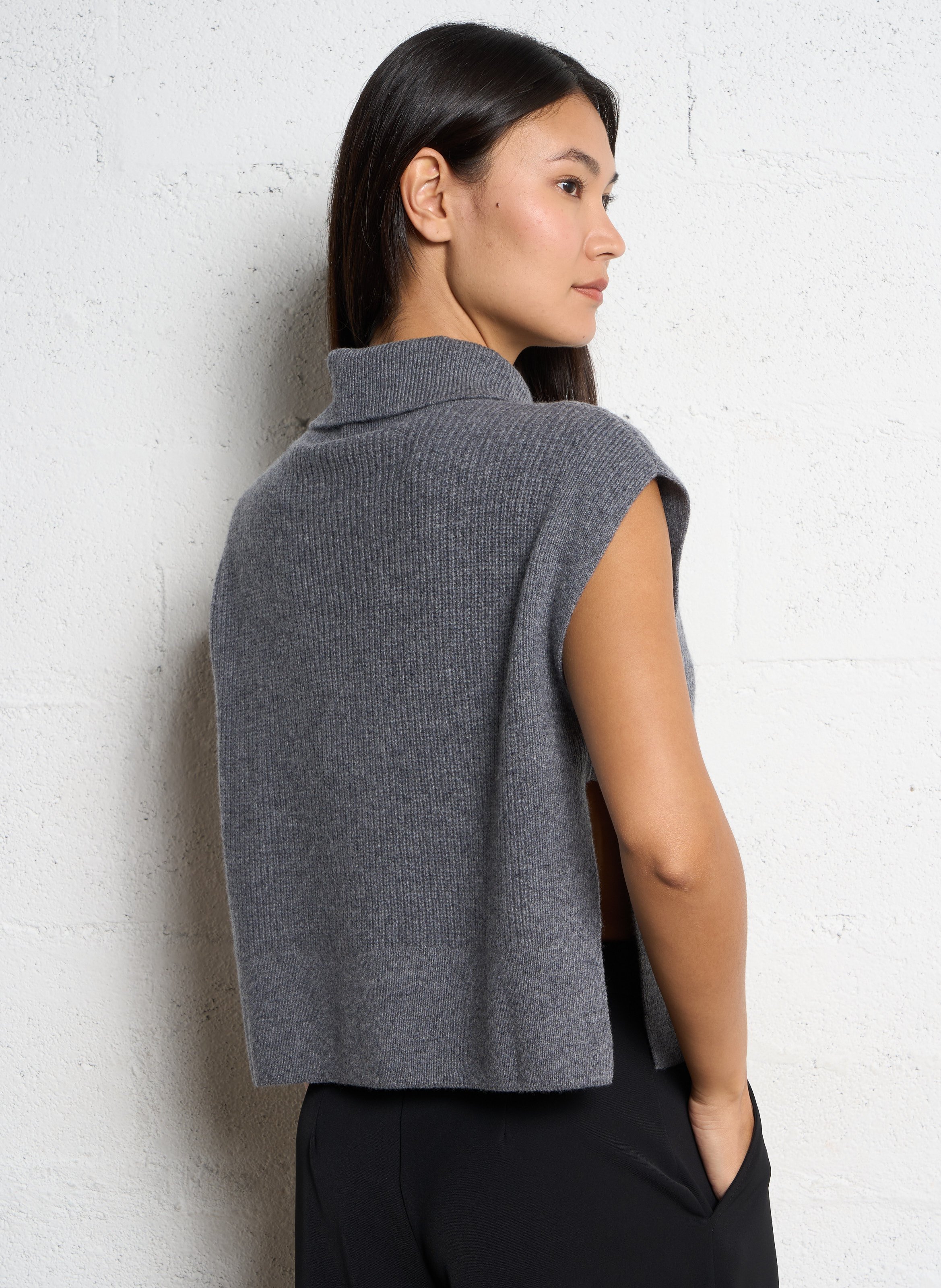 Oversize-Wollpullover mit Stehkragen LIU JO Grau