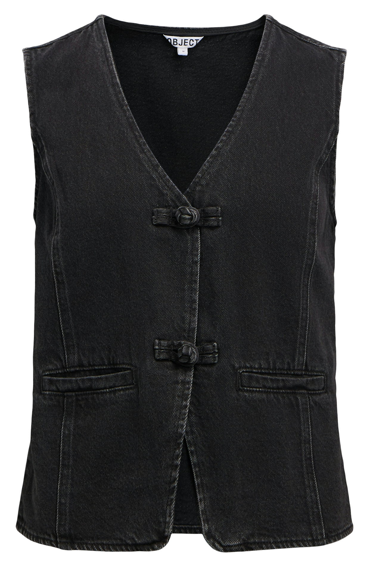 V-hals vest van katoenen denim OBJECT Zwart