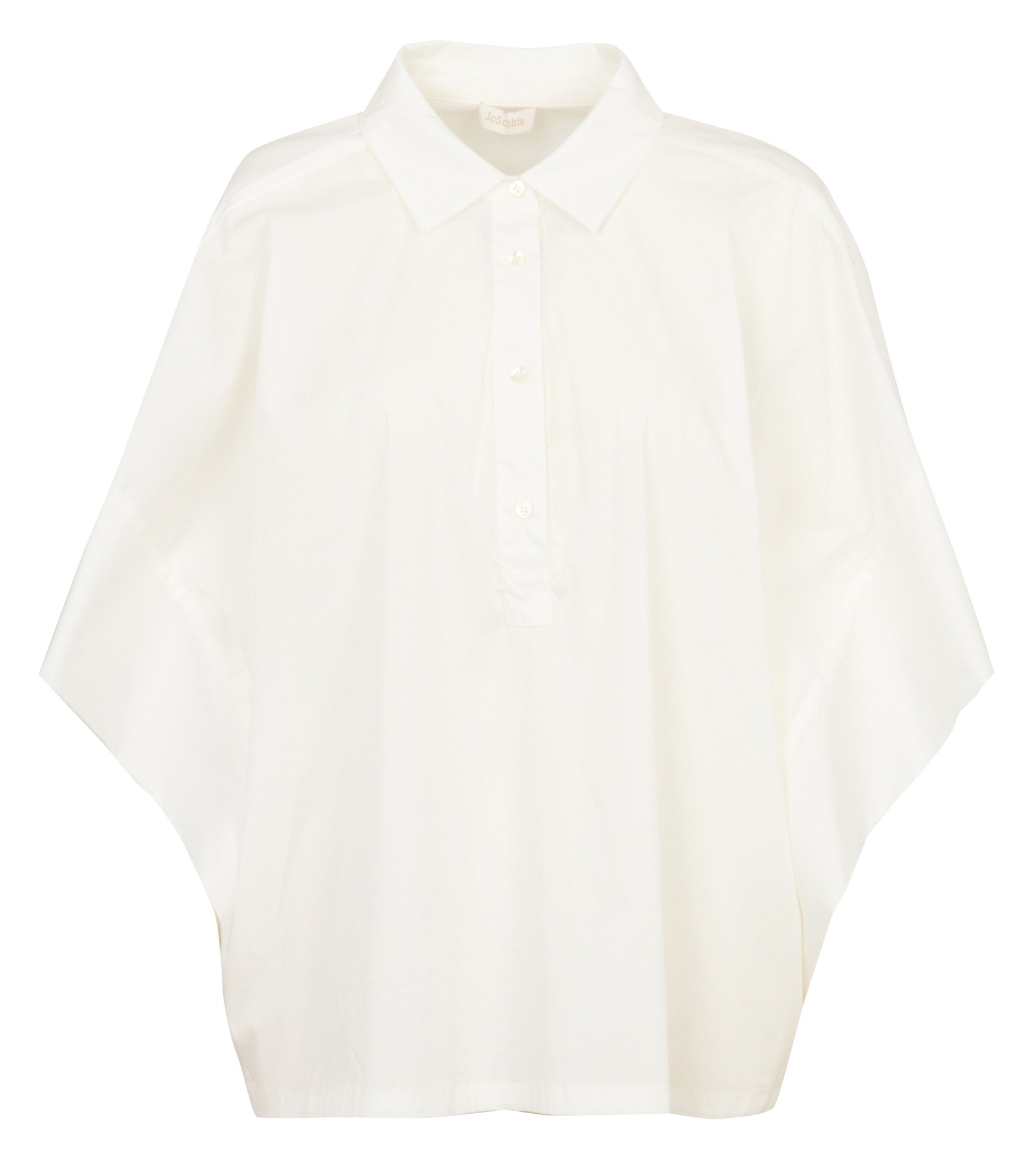 Wijdvallende top met klassieke kraag van gemengd katoen JC SOPHIE Wit