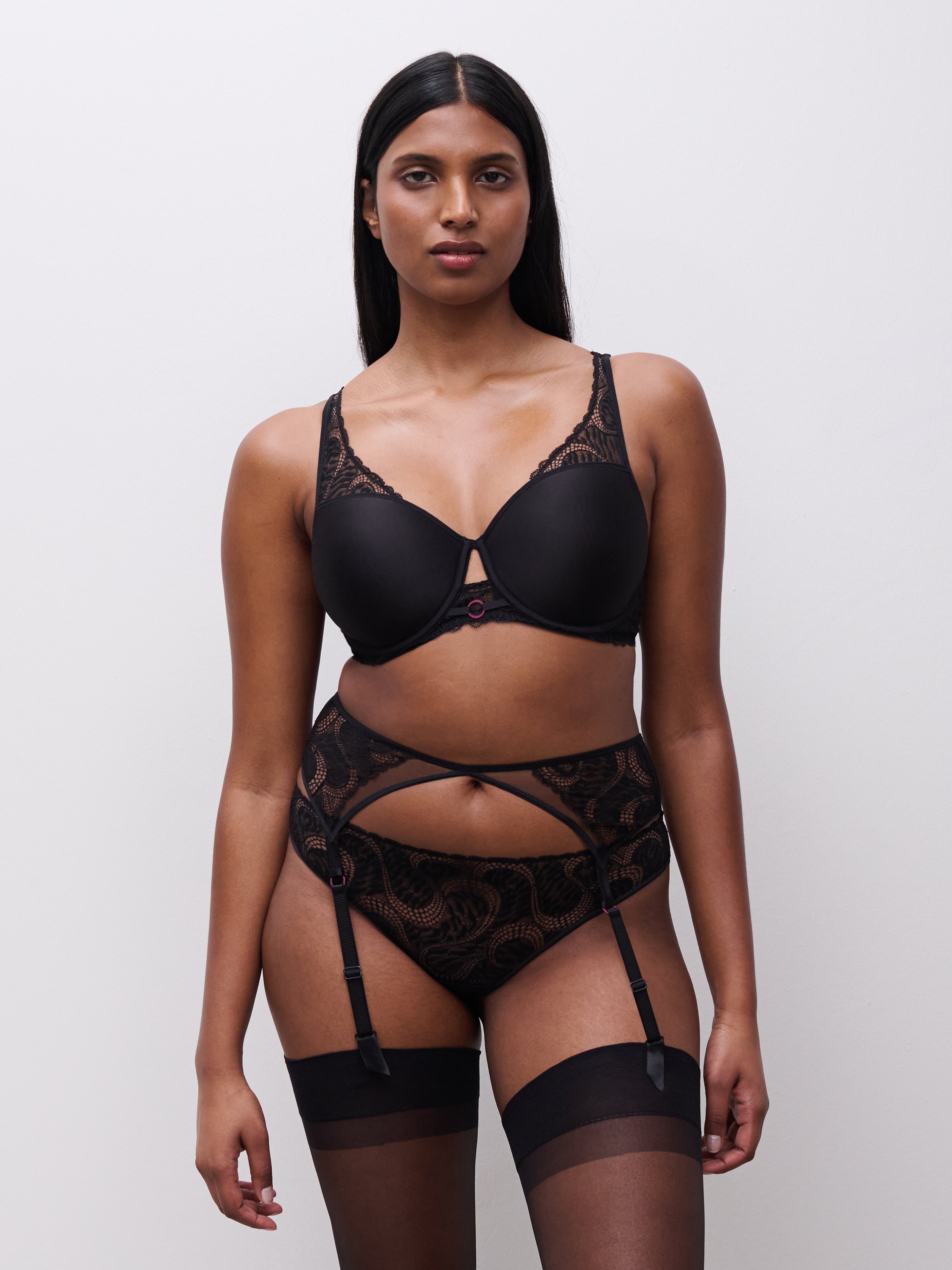 Lace garter belt CHANTELLE PULP Black